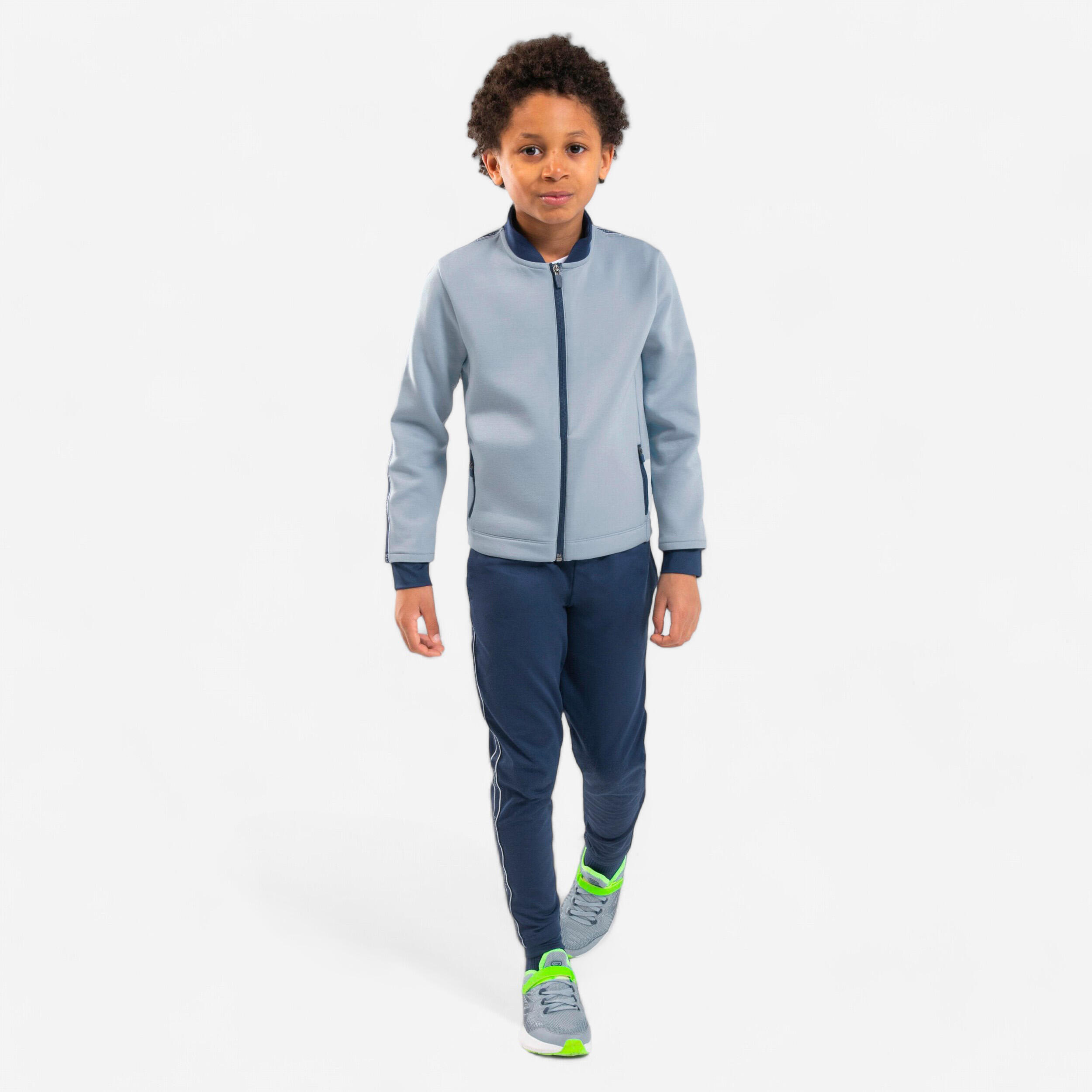 Decathlon - Sweat Zippé Col Montant Chaud Respirant Enfant - S500 Denim Touche De Marine - Veste - Education Sportive Enfant - Bleu-gris - 8 À 10 Ans