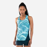 Lauftop Leichtathletik Damen blau/pastellgrün