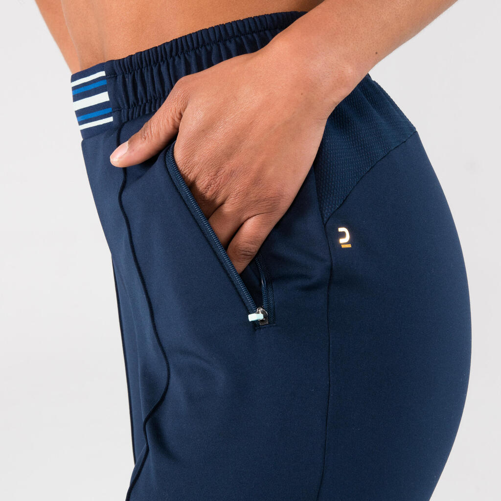 Sieviešu vieglatlētikas bikses ar rāvējslēdzēju bikšu galos, tumši/gaiši zilas