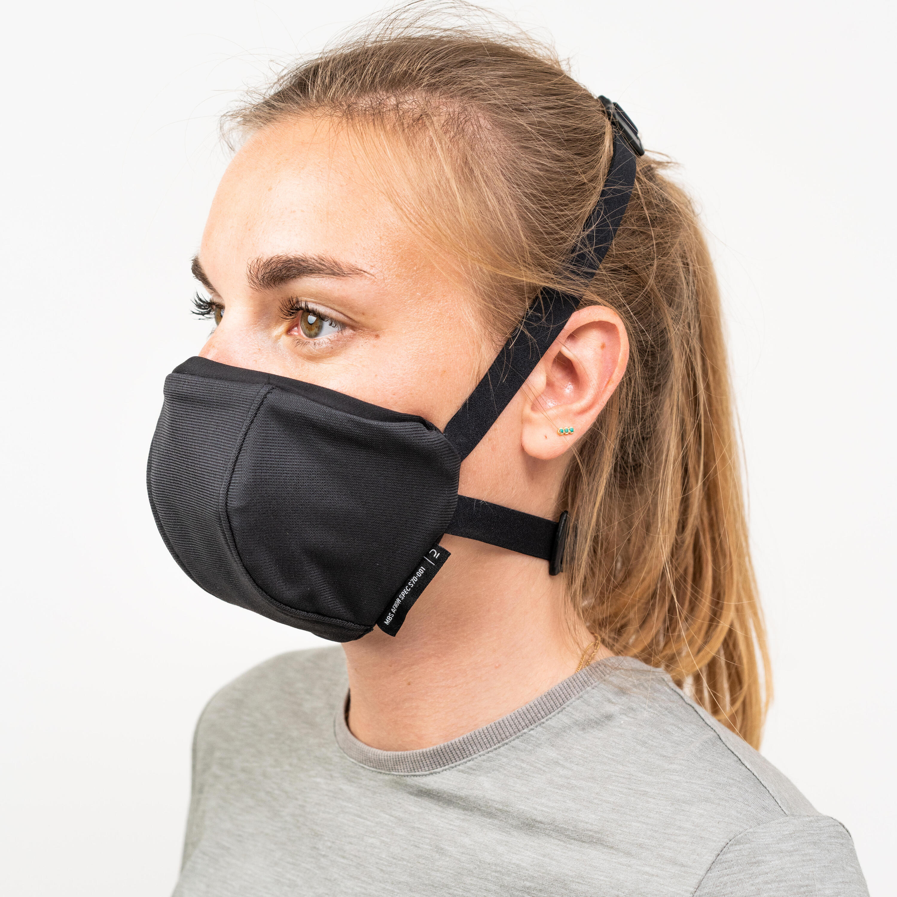 MASQUE BARRIÈRE COVID-19 POUR LE SPORT RÉUTILISABLE MBS NOIR 17/42