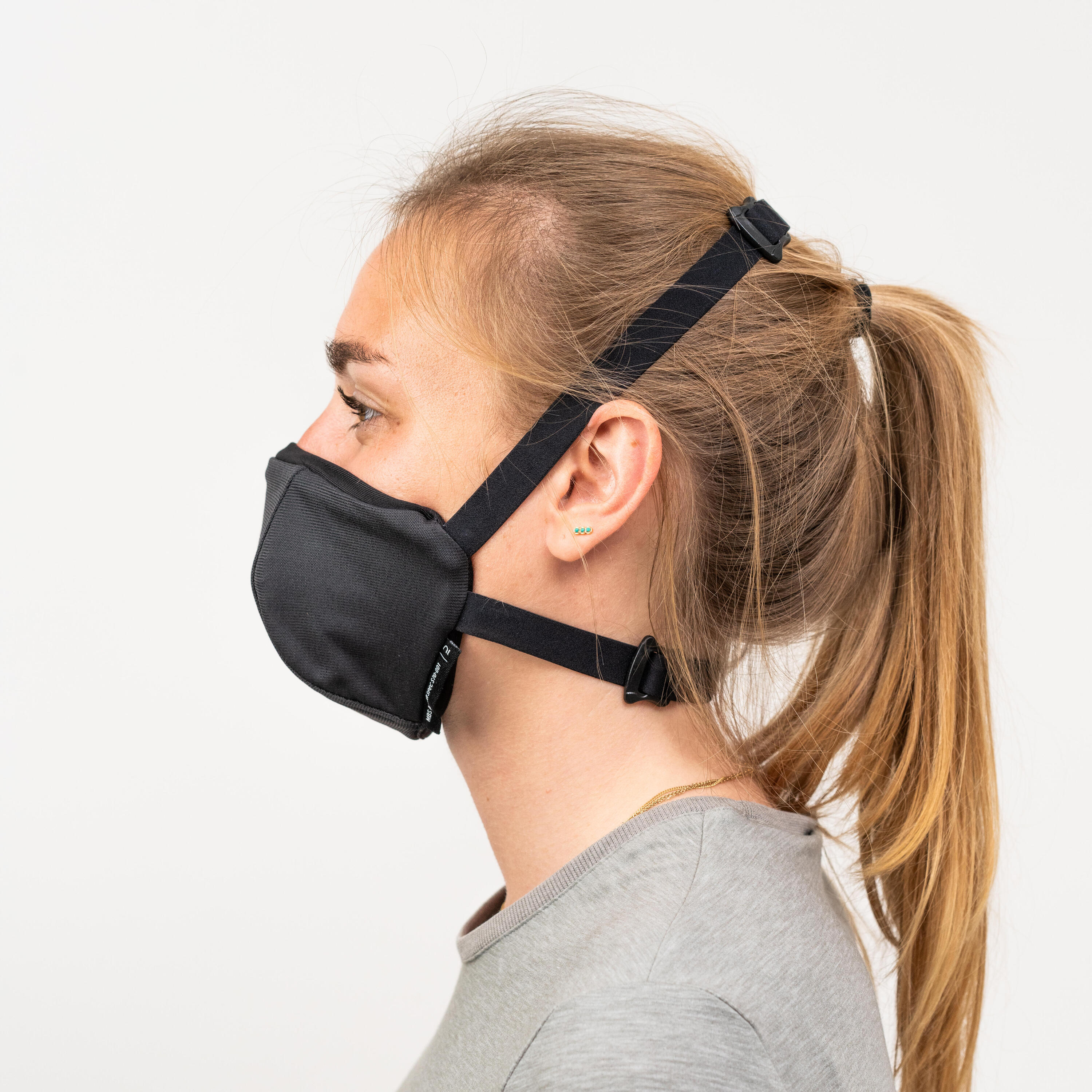 MASQUE BARRIÈRE COVID-19 POUR LE SPORT RÉUTILISABLE MBS NOIR 12/42