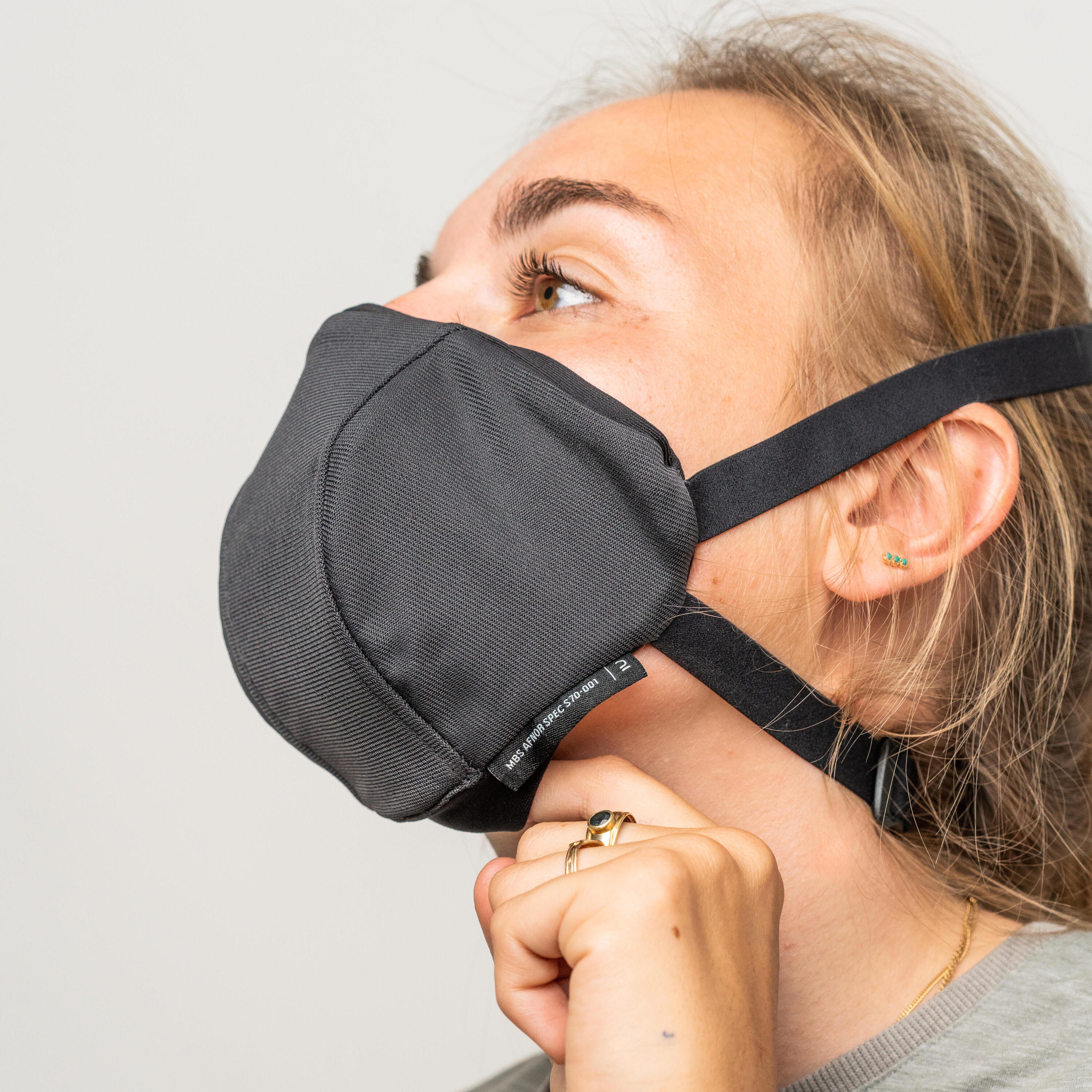 MASQUE BARRIÈRE COVID-19 POUR LE SPORT RÉUTILISABLE MBS NOIR 10/42