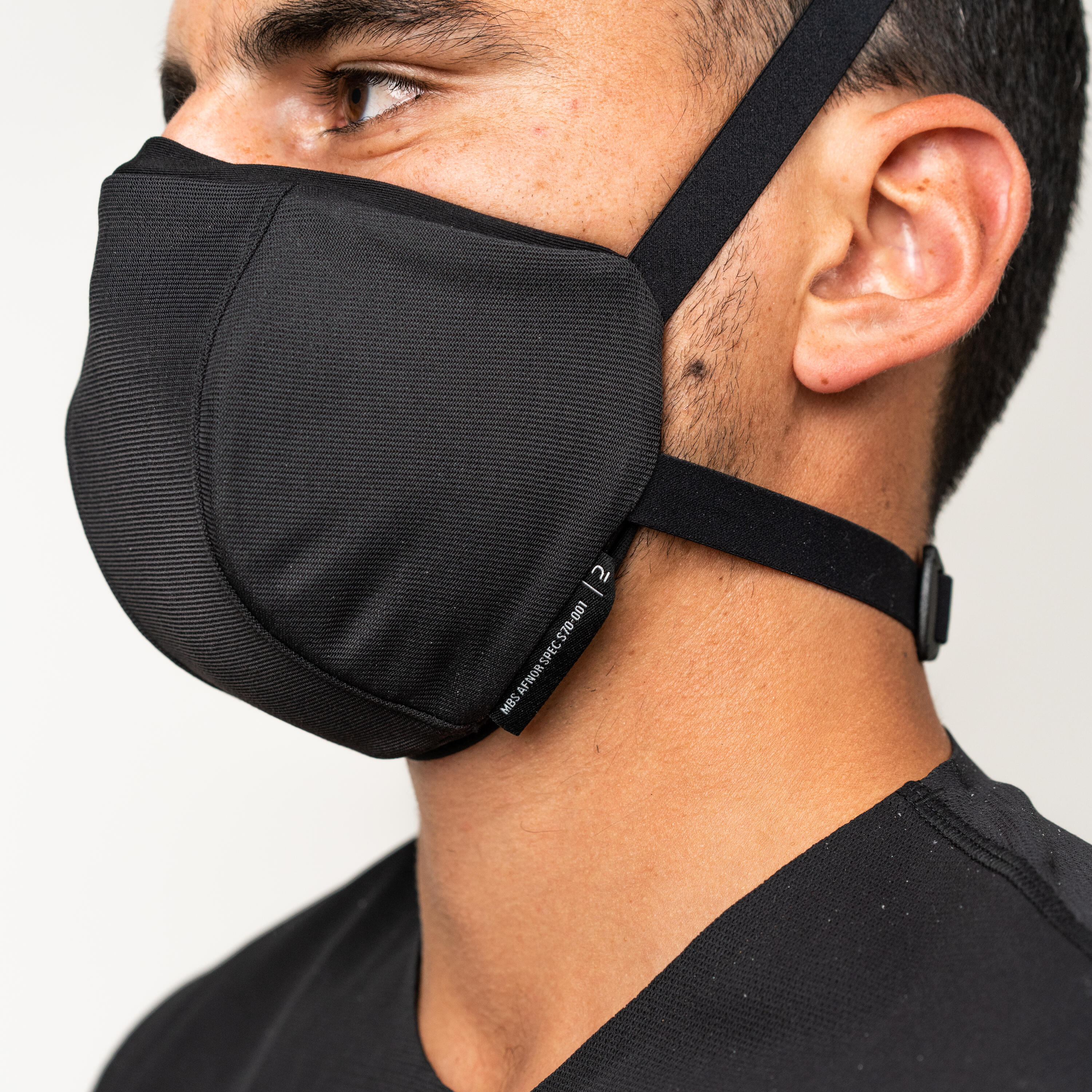 MASQUE BARRIÈRE COVID-19 POUR LE SPORT RÉUTILISABLE MBS NOIR 7/42