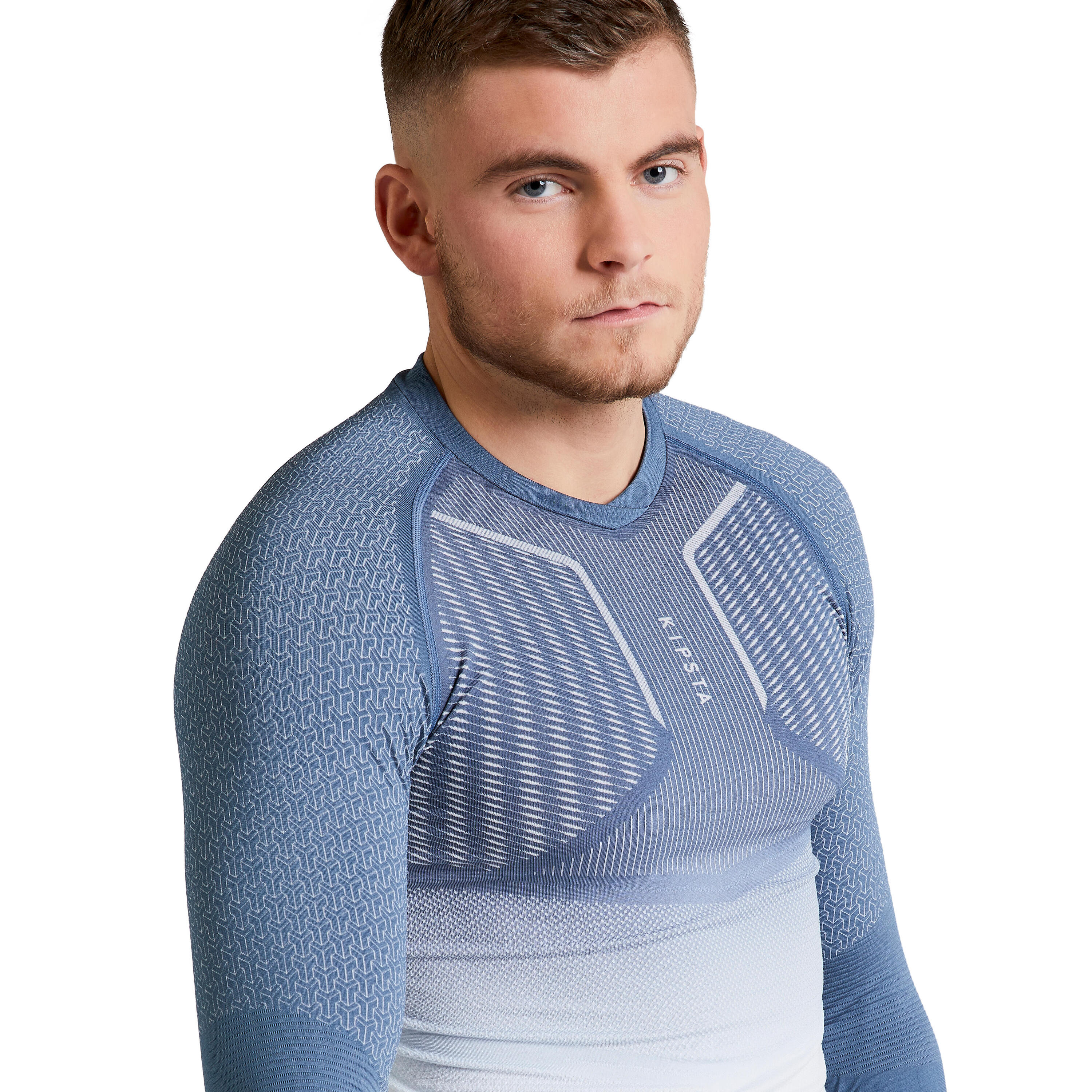 Adult breathable football base layer, grey and white 5/9