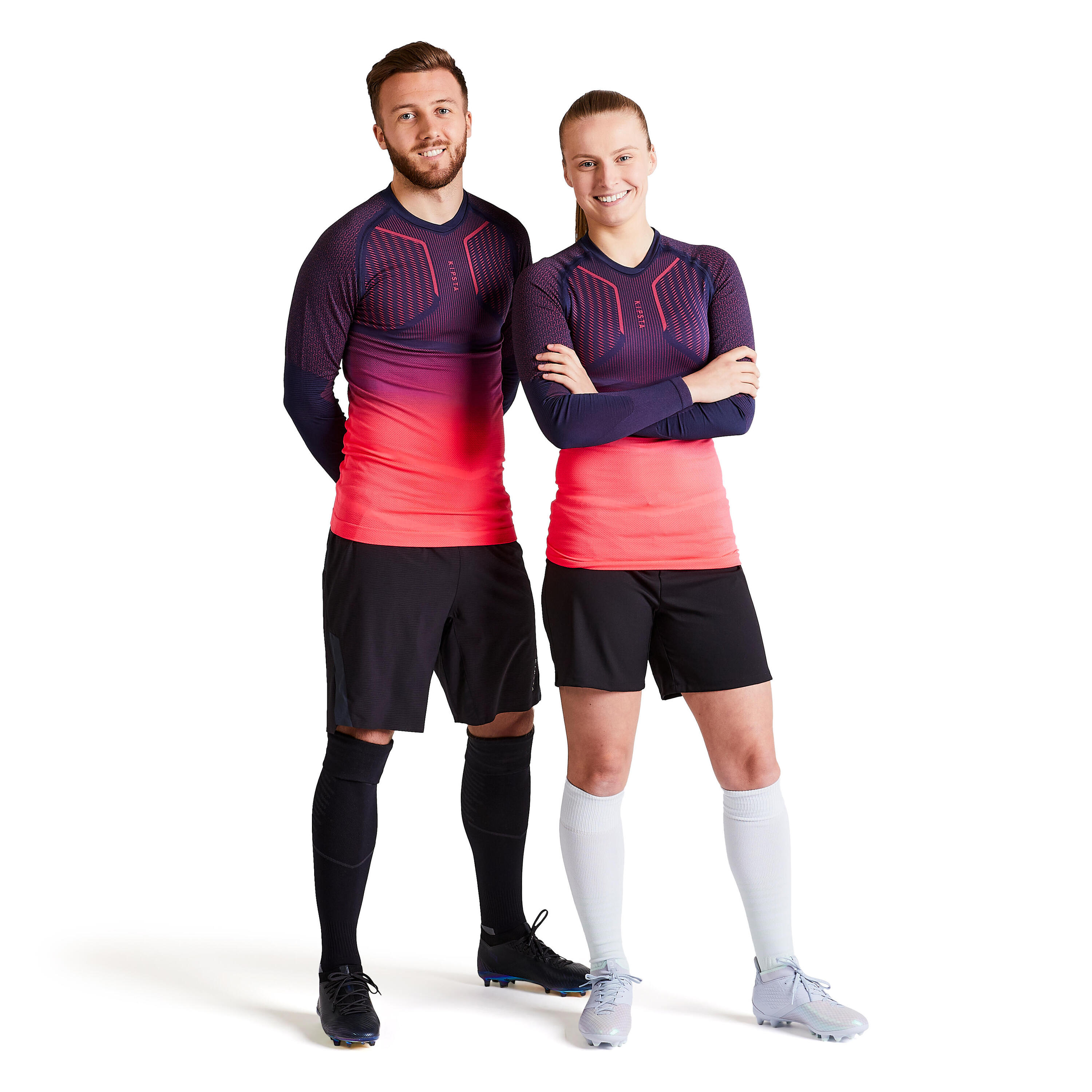 Adult breathable football base layer, red and purple 8/12