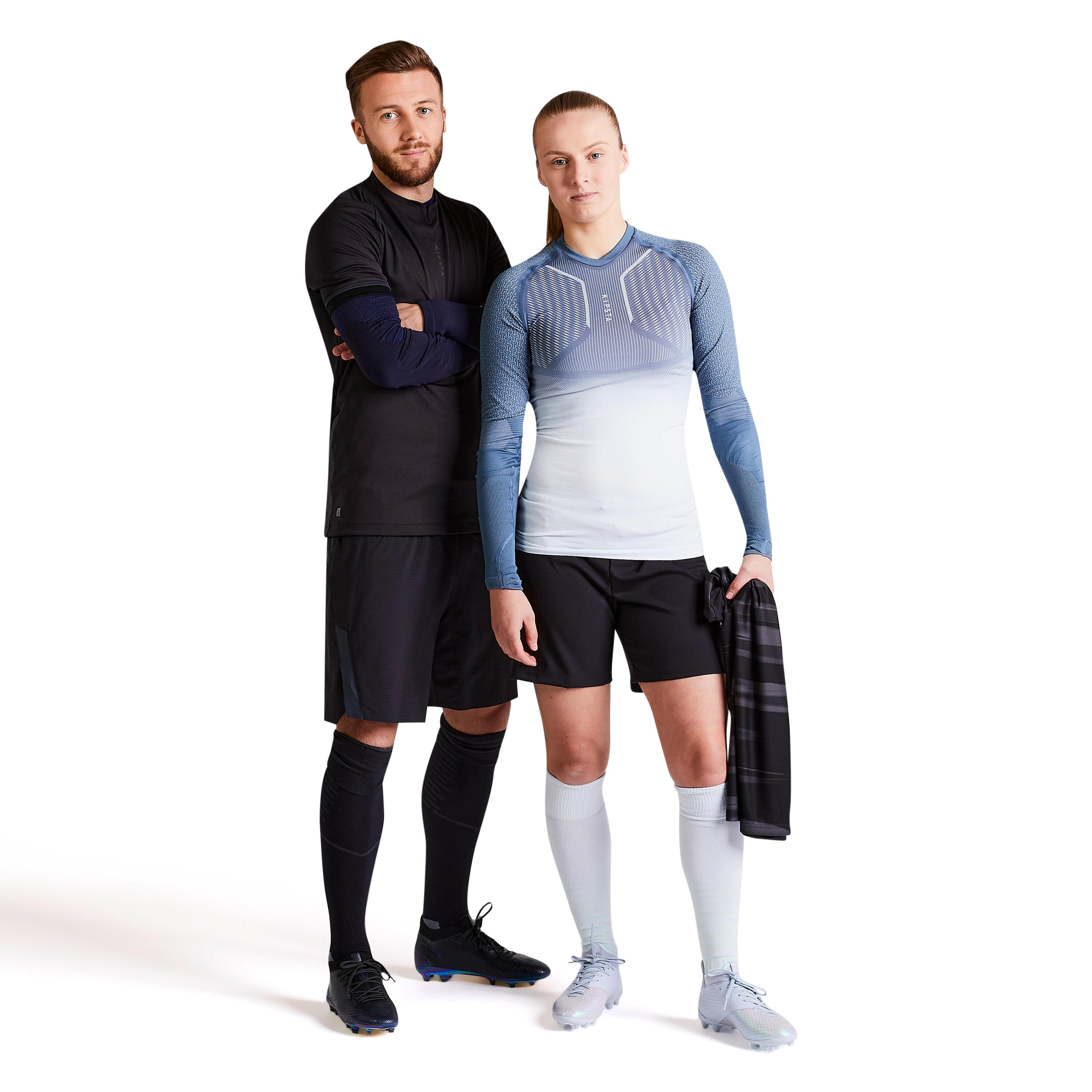 Adult breathable football base layer, grey and white 9/9