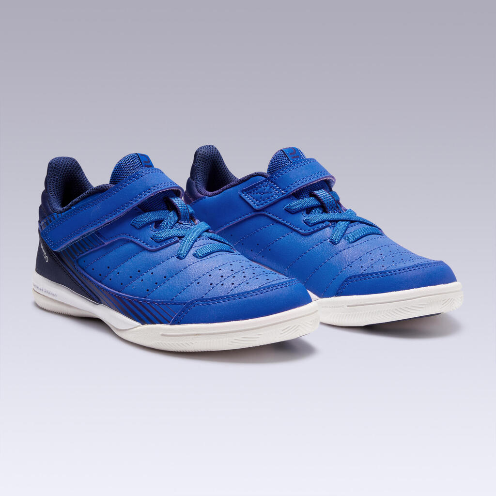 Kids' Futsal Trainers Eskudo 500 - Beige/Blue