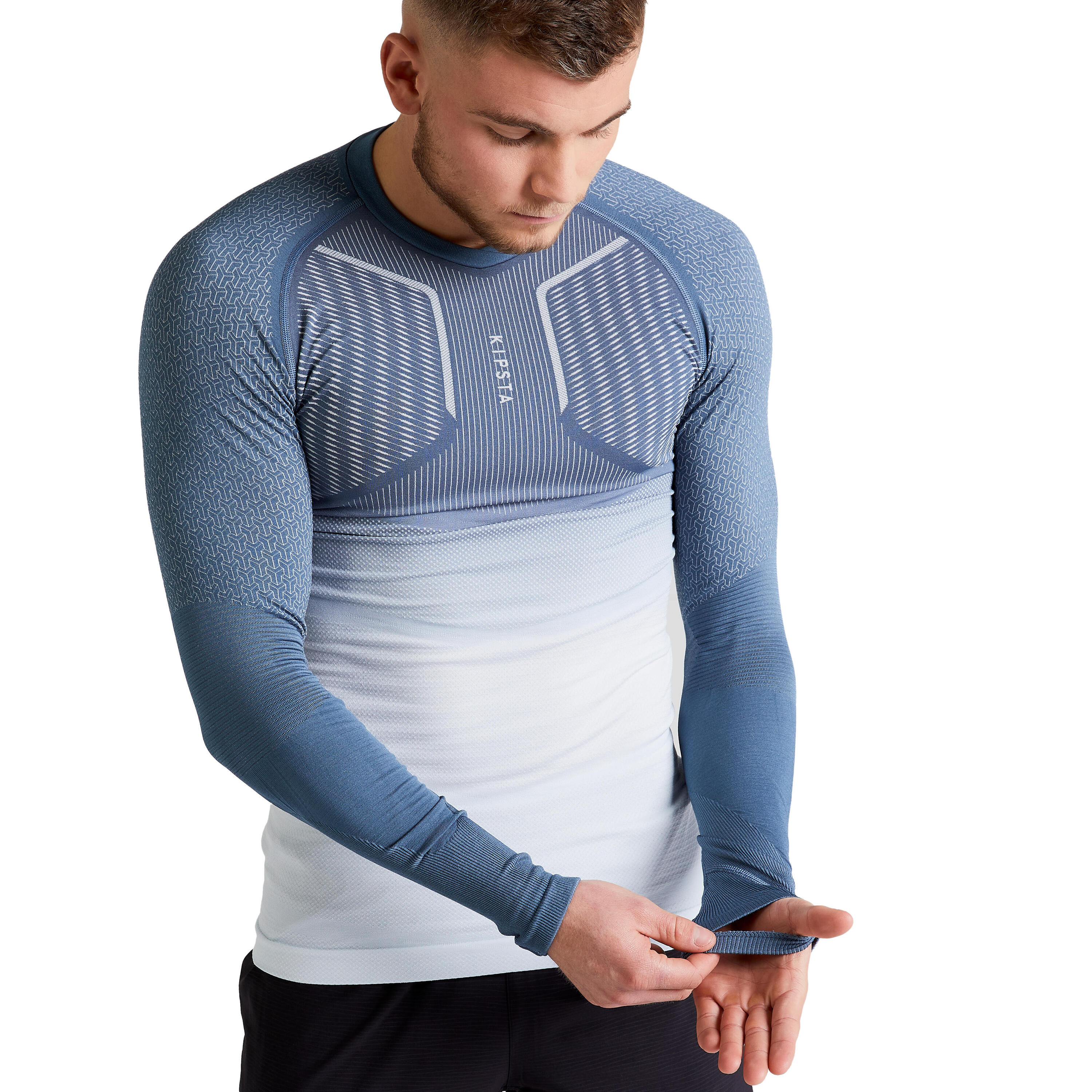 Adult breathable football base layer, grey and white 8/9