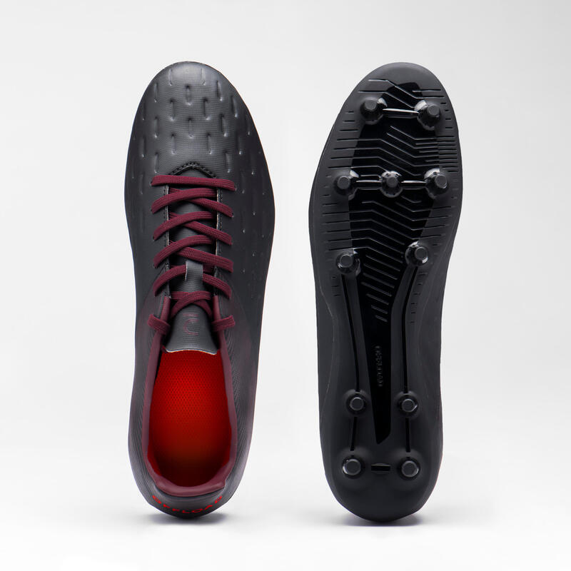 Chaussures de rugby moulées terrain sec Homme - ADVANCE R100 FG noir bordeaux
