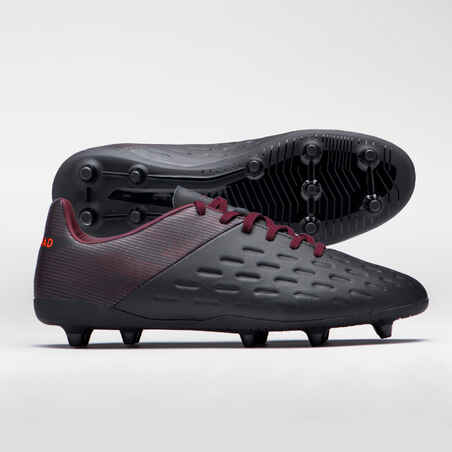 Men's Moulded Dry Pitch Rugby Boots Advance R100 FG - Black/Burgundy