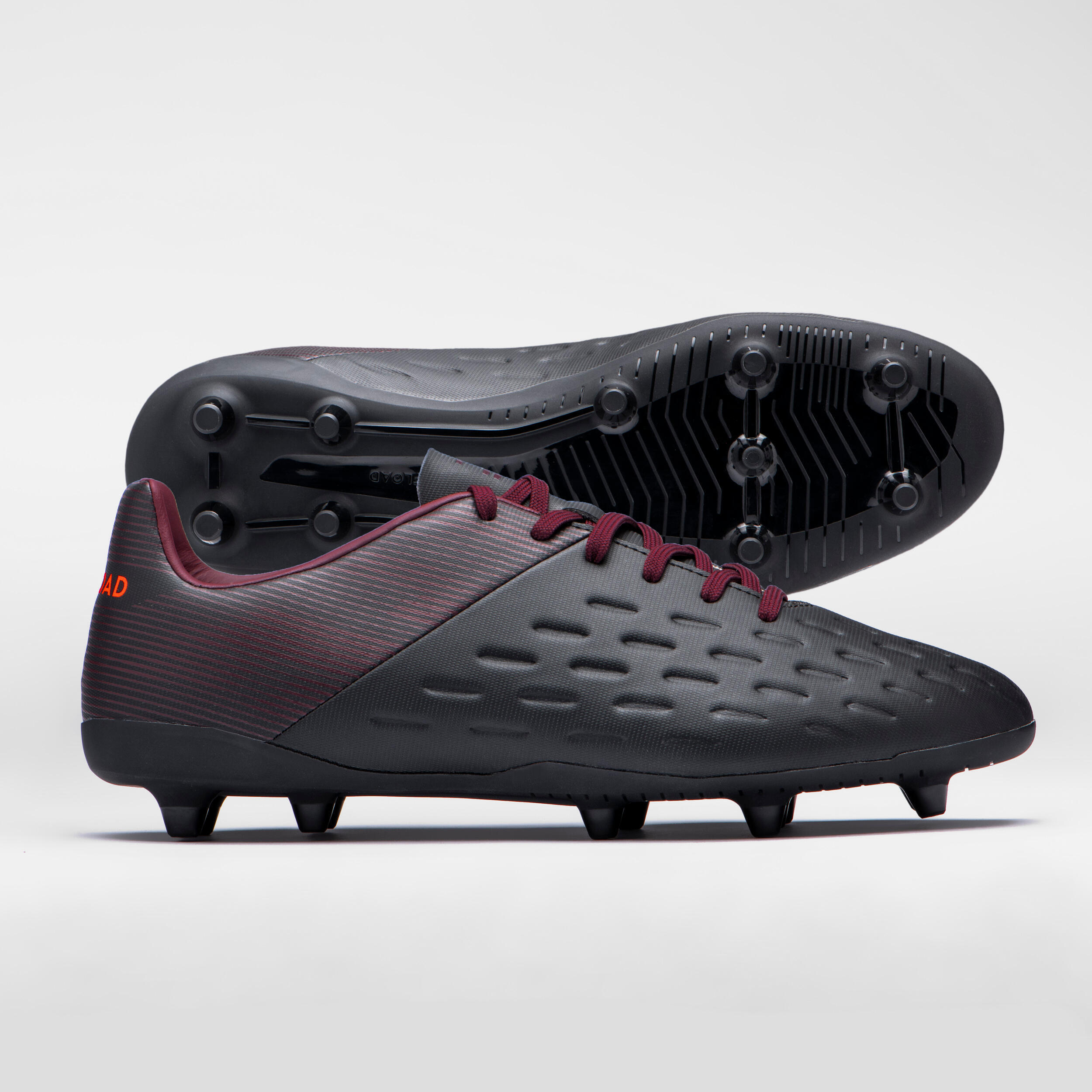 Men's Moulded Dry Pitch Rugby Boots Advance R100 FG - Black/Burgundy 3/9