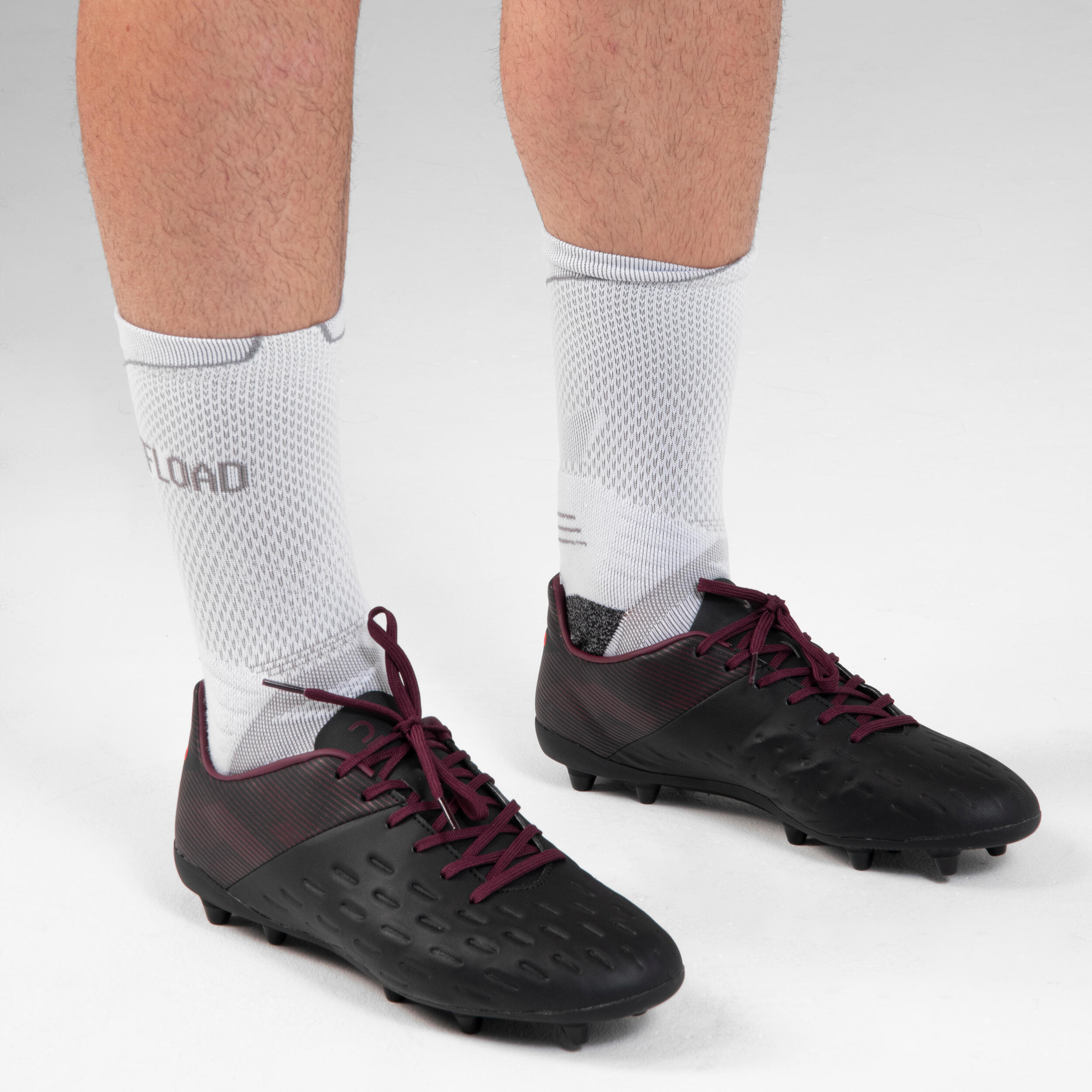 Men's Moulded Dry Pitch Rugby Boots Advance R100 FG - Black/Burgundy 9/9