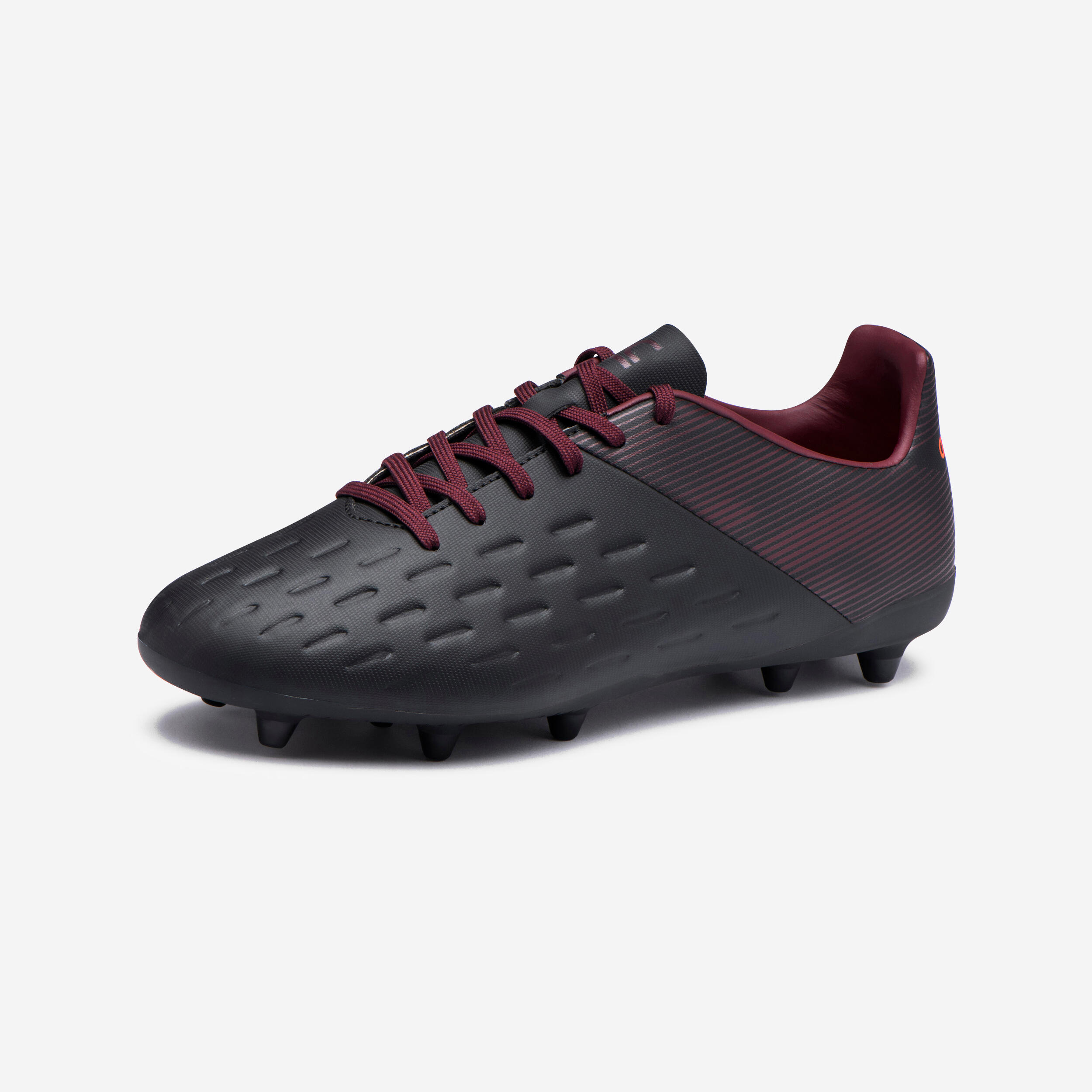 OFFLOAD Rugbyschoenen voor heren ADVANCE R100 FG vaste noppen droog terrein  zwart/bordeaux | Decathlon