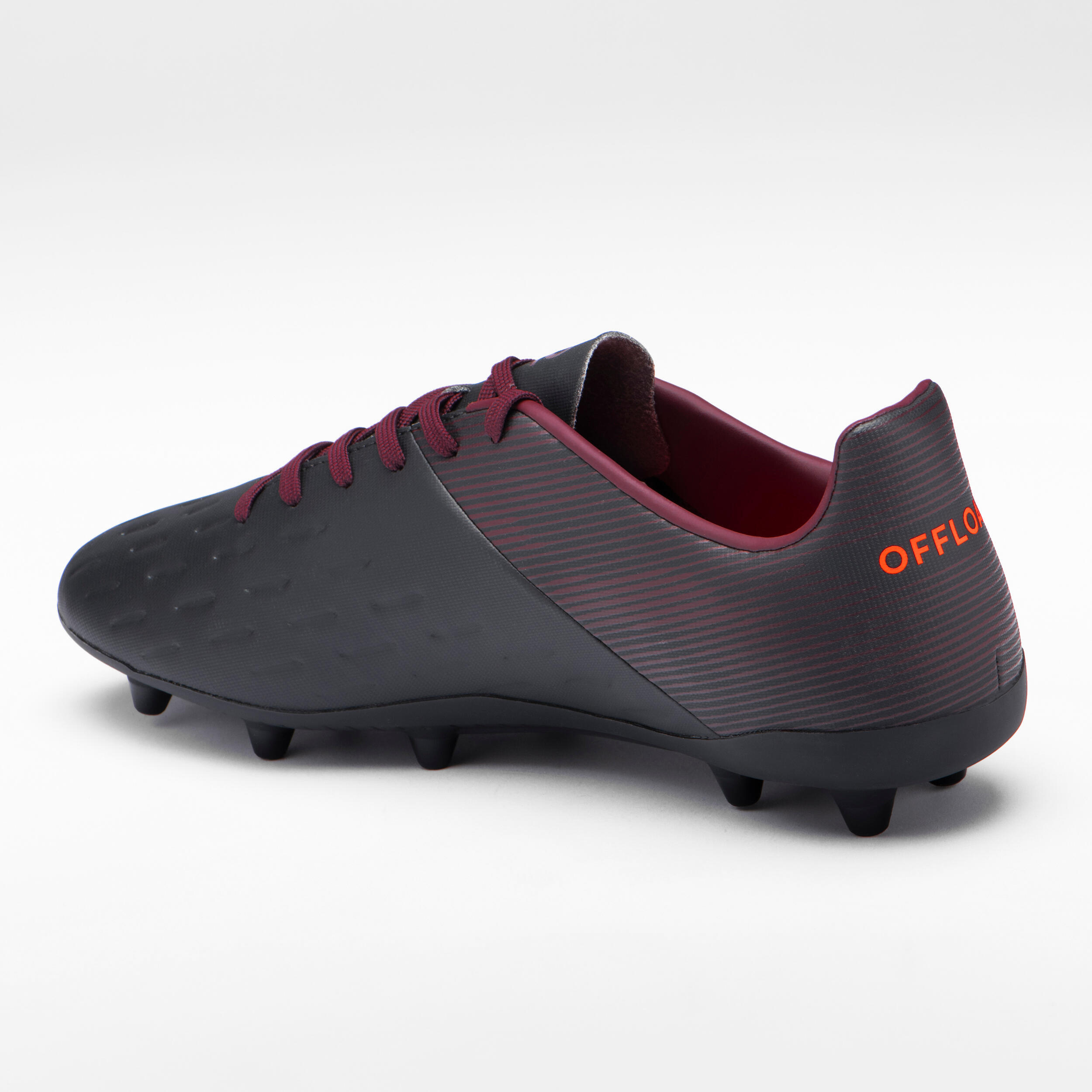 Men's Moulded Dry Pitch Rugby Boots Advance R100 FG - Black/Burgundy 2/9