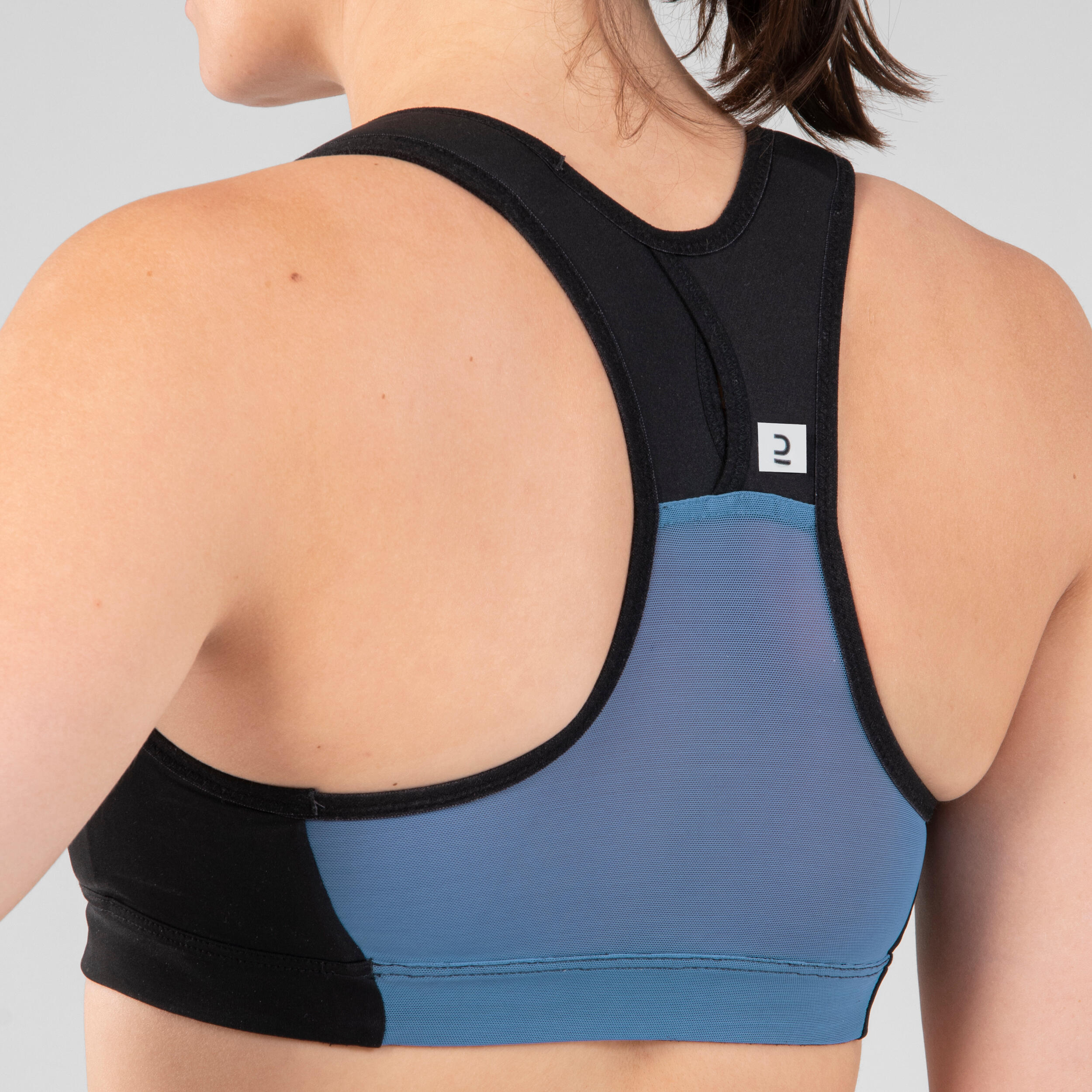 Women's Rugby Sports Bra R500 - Black/Blue 3/9