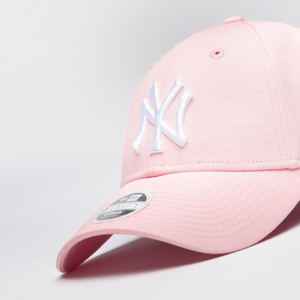 Pieaugušo MLB beisbola cepure ar nagu “9Forty New York Yankees”, rozā/balta