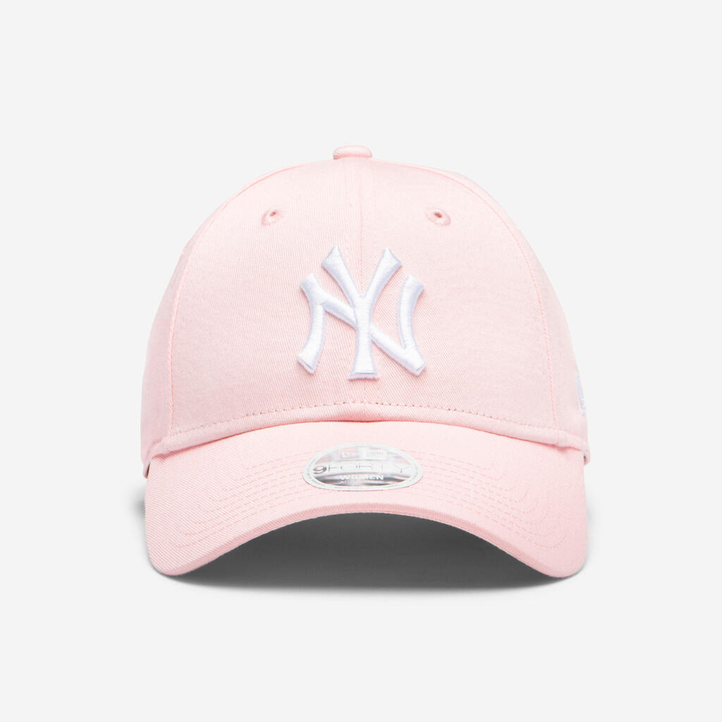 Pieaugušo MLB beisbola cepure ar nagu “9Forty New York Yankees”, rozā/balta