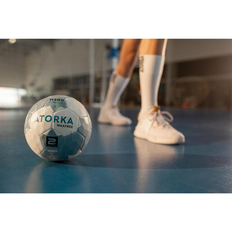 Ballon de handball H500 sans résine wax free bleu / gris T2