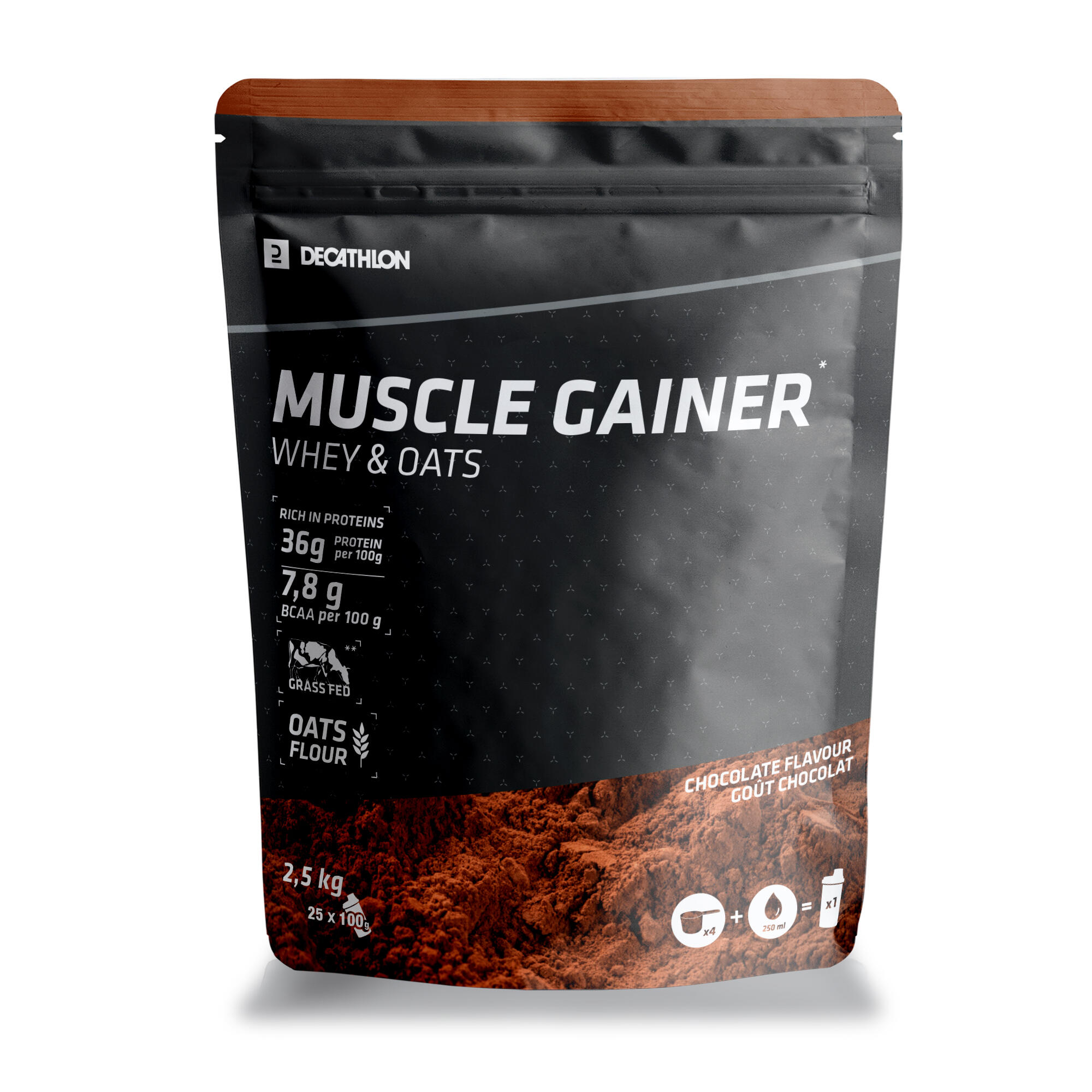 PROTEINĂ MUSCLE GAINER CHOCOLAT WHEY & AVOINE 2.5kg decathlon.ro  Proteine si suplimente Alimentare