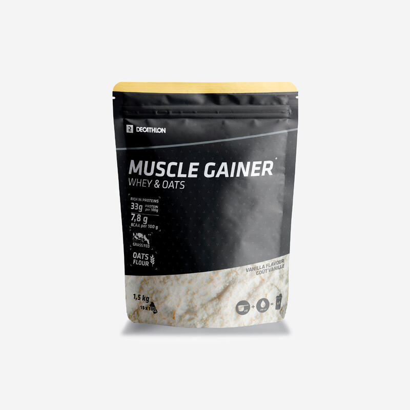 Odżywka białkowa Muscle Gainer waniliowa Domyos Whey i owies 1,5 kg