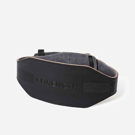 Weight Training Leather Lumbar Belt - Black