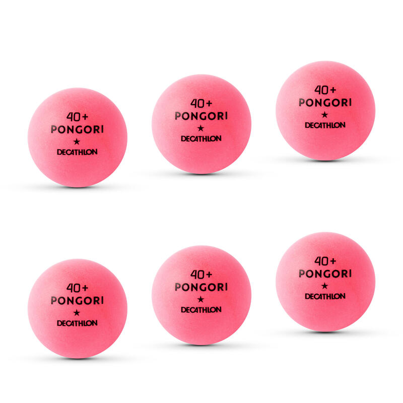 Table Tennis Balls TTB 100 1* 40+ 6-Pack - Pink