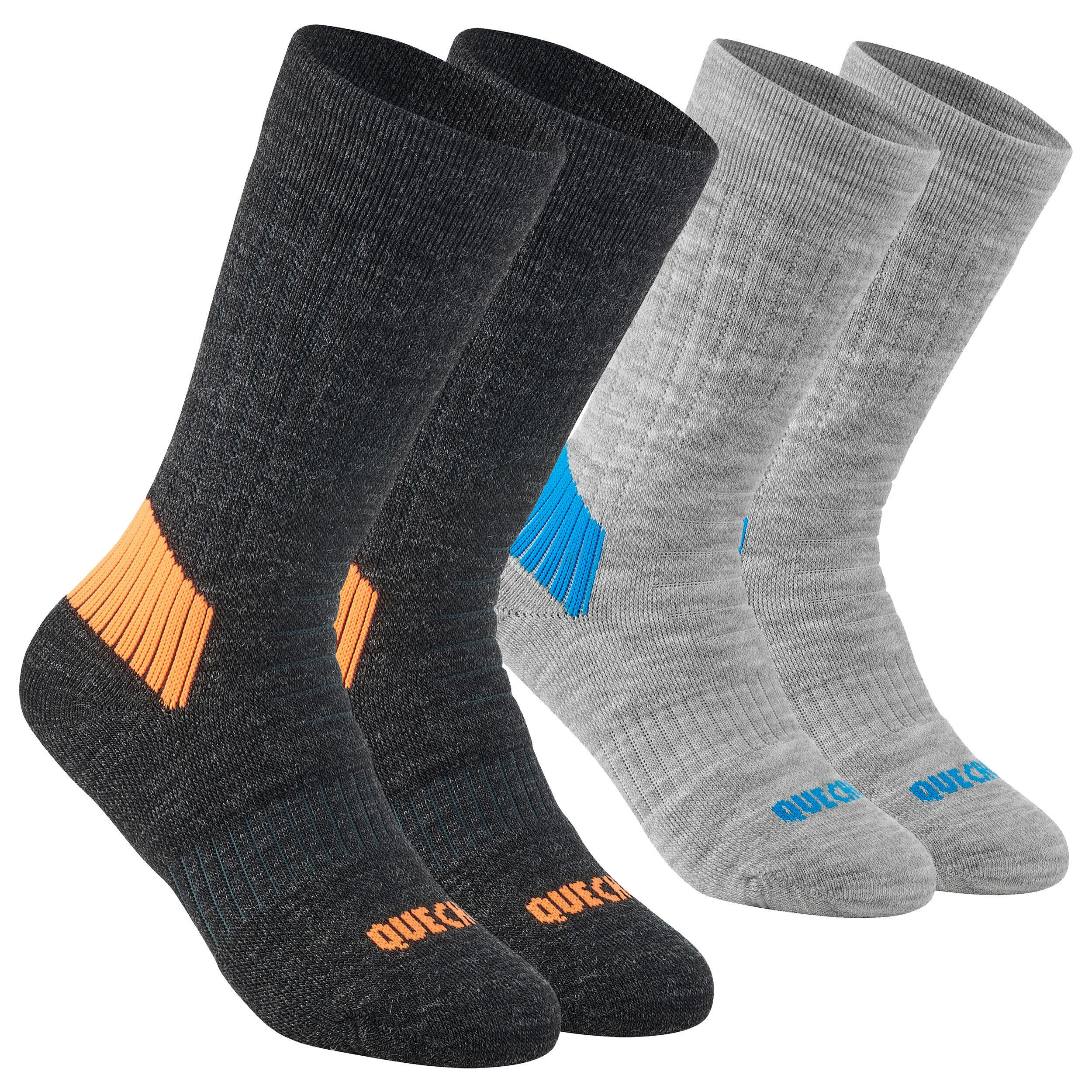 Children's warm hiking socks - SH100 WARM MID - x2 pairs 1/3