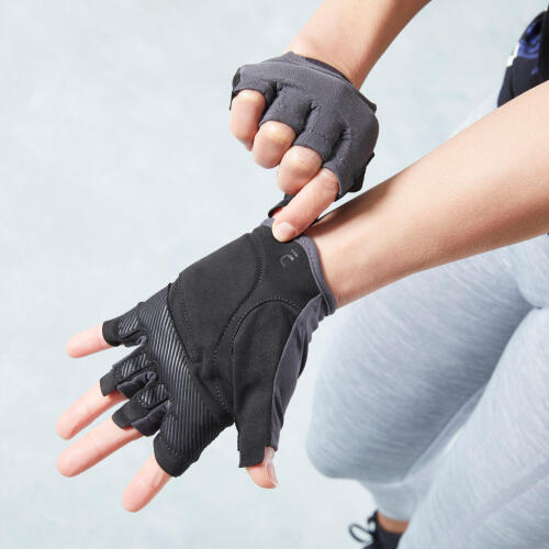 GANTS MUSCULATION FEMME GRIS aéré