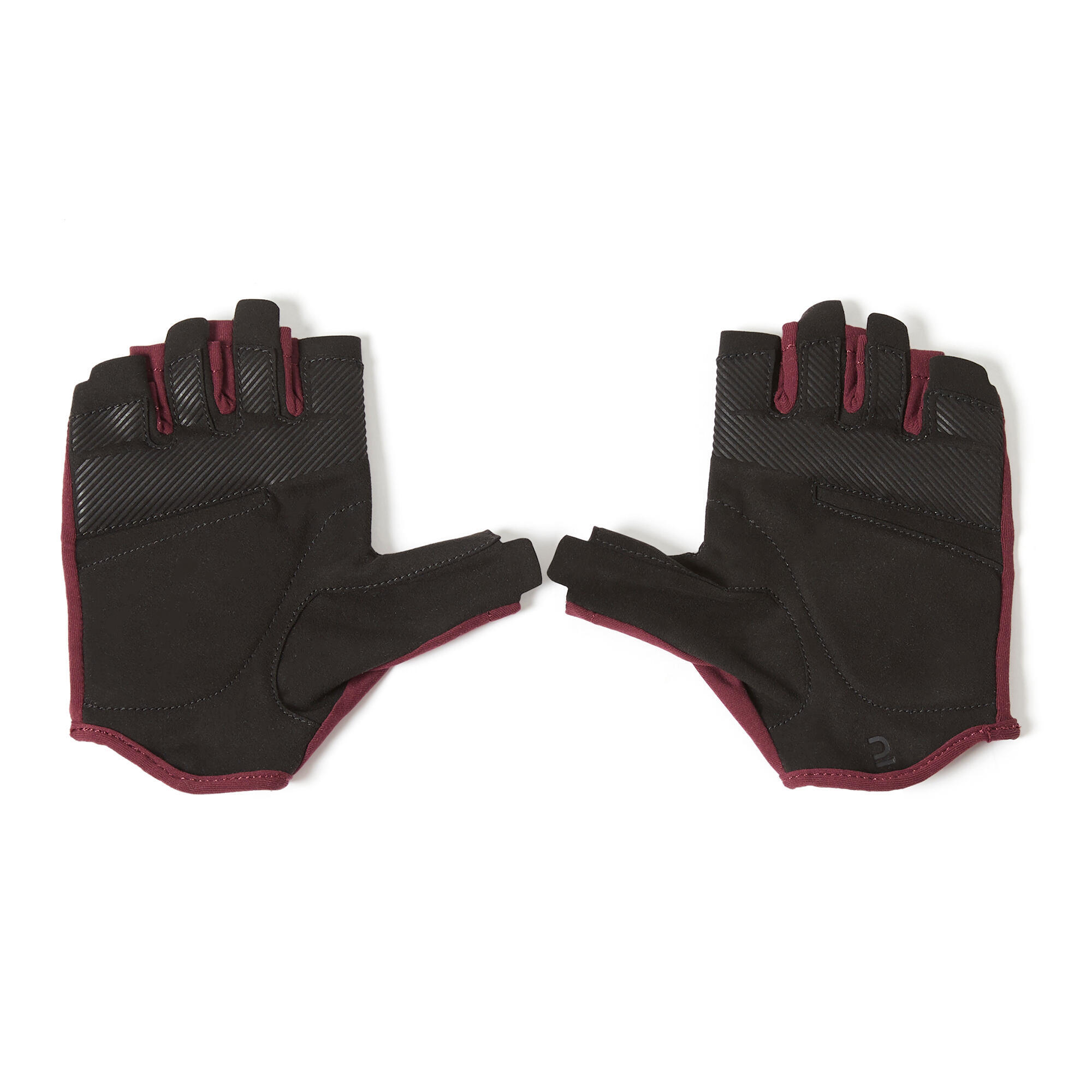 Women's Breathable Weight Training Gloves - Burgundy 3/4