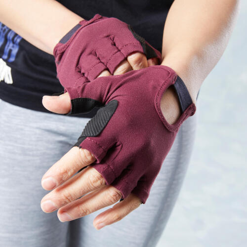 GANTS MUSCULATION FEMME BORDEAUX aéré