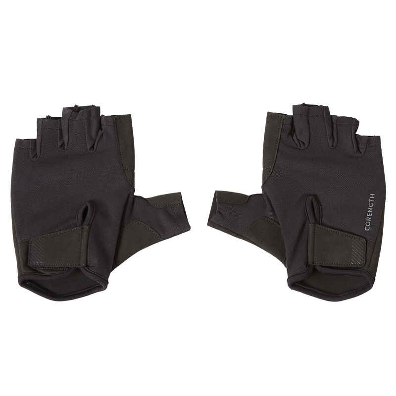 GUANTES GIMNASIO MUSCULACIÓN 100 NEGRO