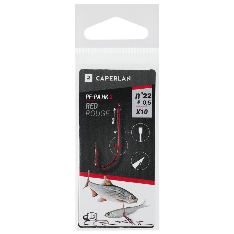 Anzuelo Pesca Al Coup PA HK 2 X10 Rojo Simple No Montado