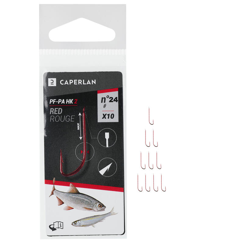 Anzuelo Pesca Al Coup PA HK 2 X10 Rojo Simple No Montado