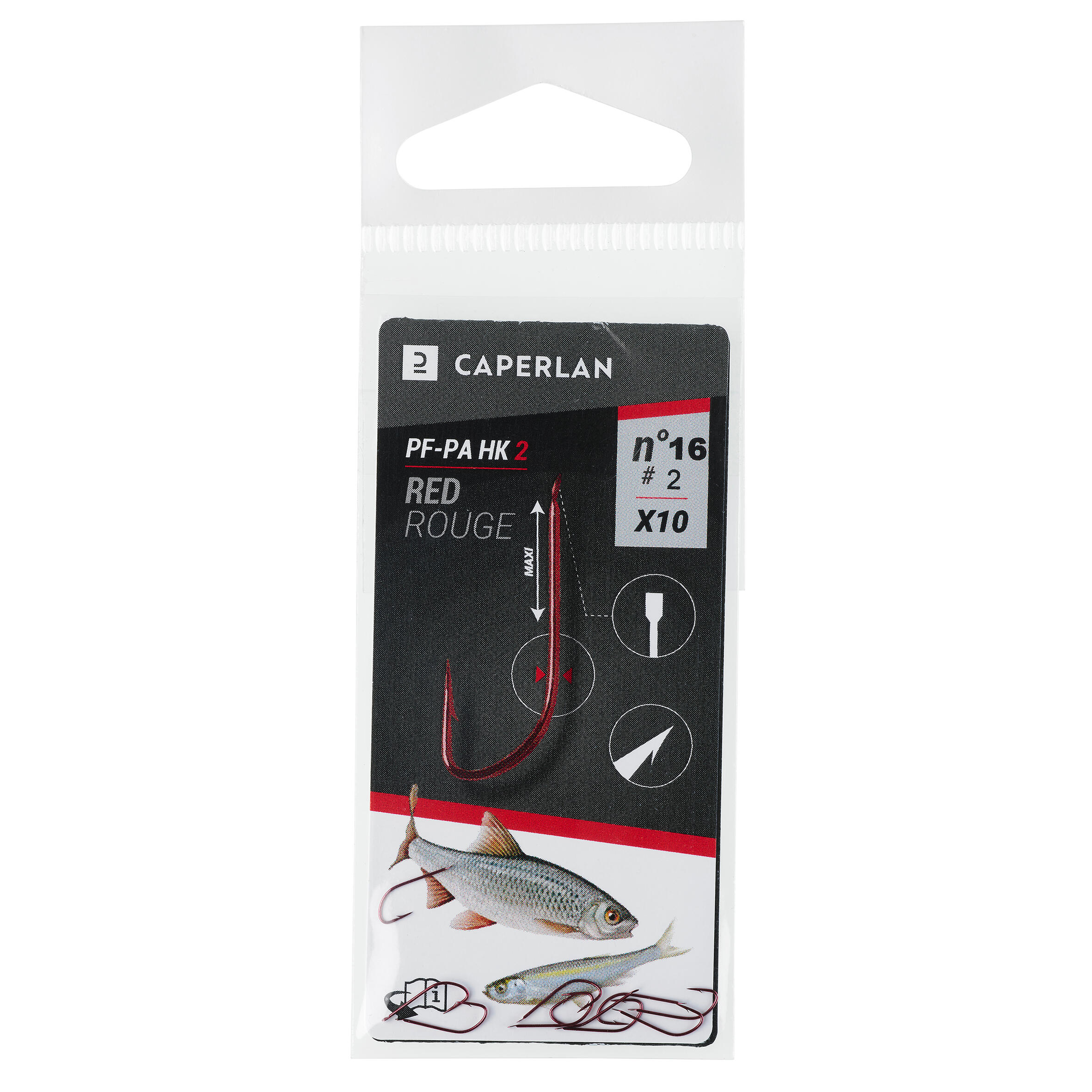 CAPERLAN SINGLE RED UNMOUNTED HOOK PA HK 2 X10  FOR STILL FISHING