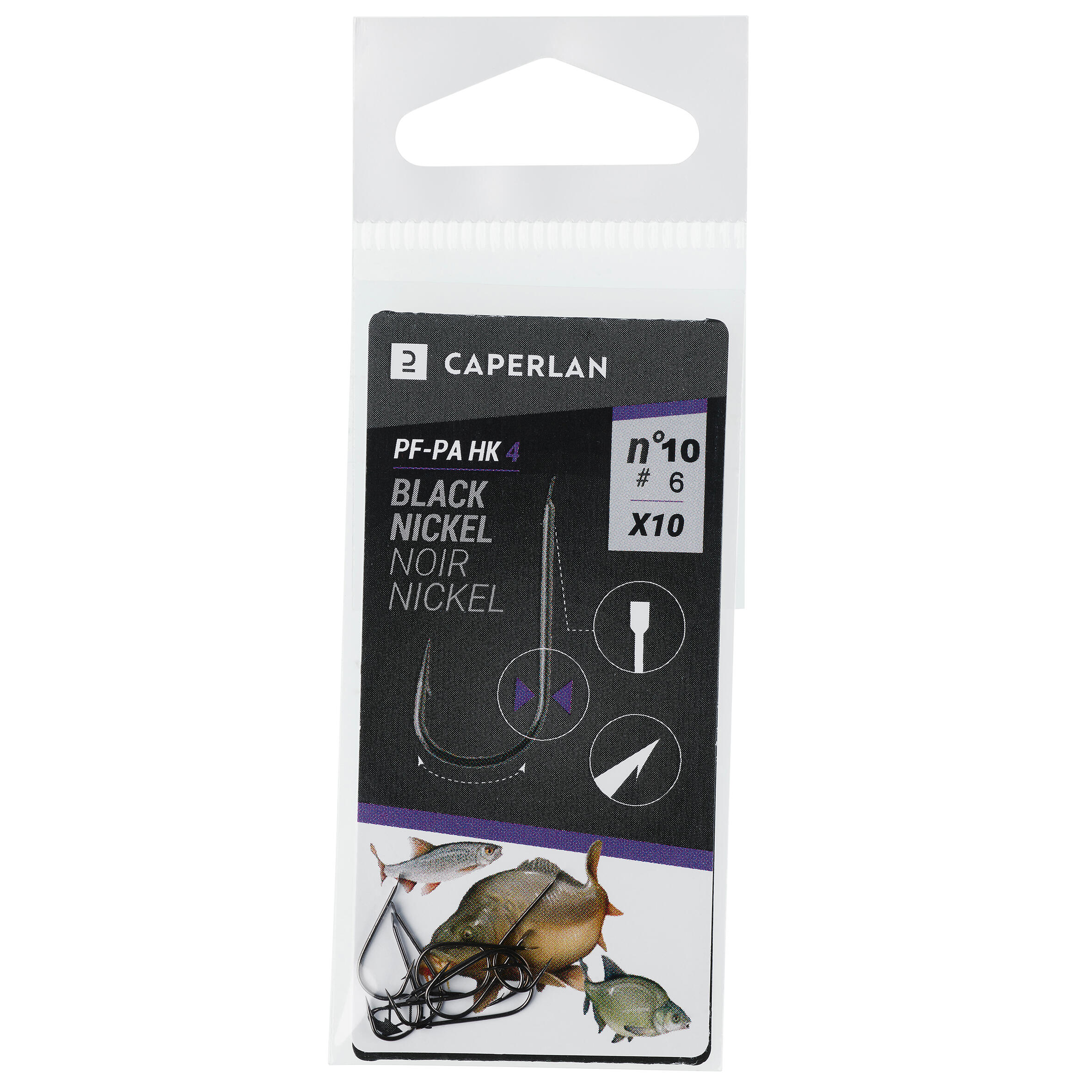 CAPERLAN SINGLE BLACK NICKEL UNMOUNTED HOOK PA HK 4 X 10 FOR POLE FISHING