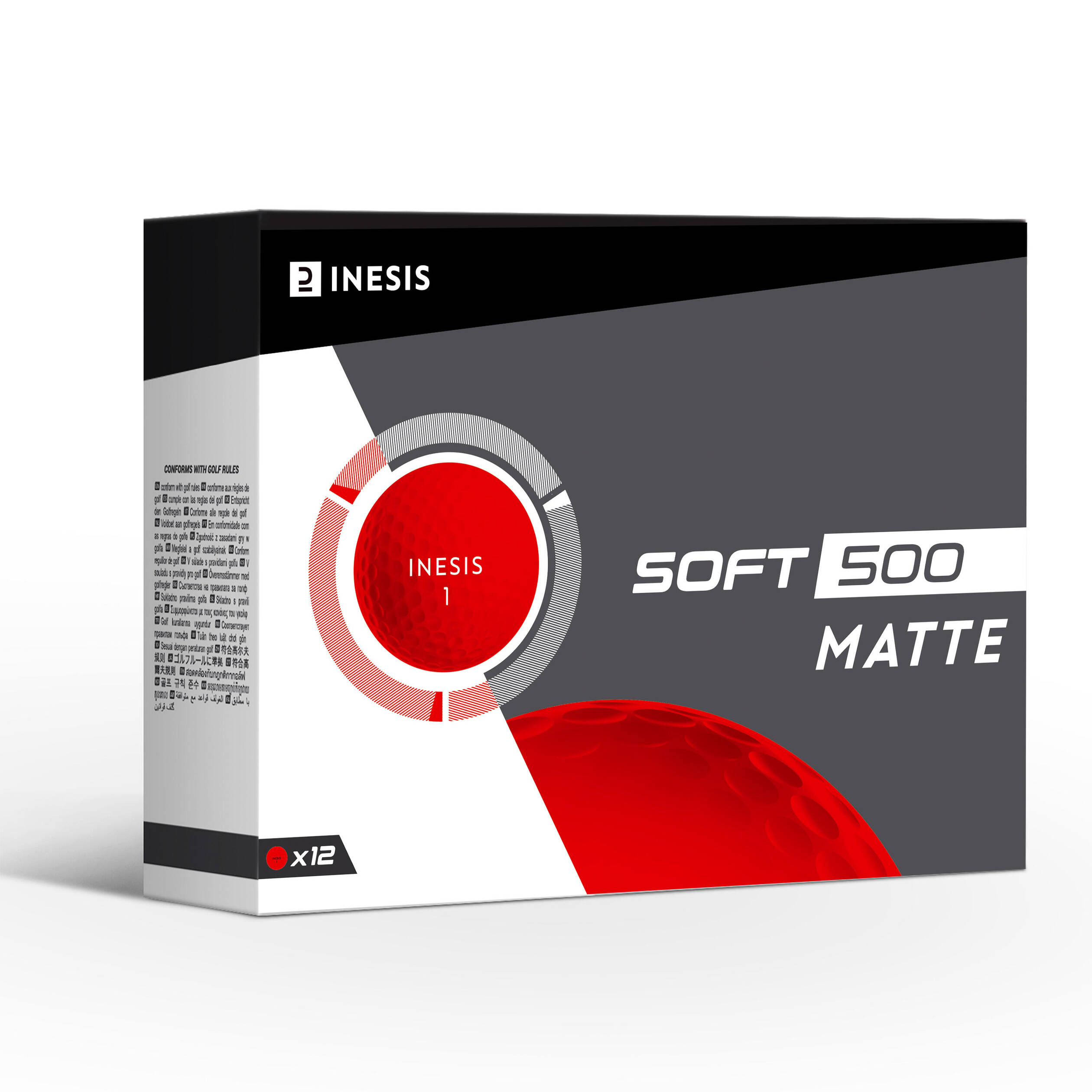 Golf balls x12 - INESIS Soft 500 matte red