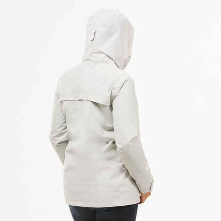 Women's Travel Trekking Waterproof 3-in-1 Jacket - Travel 100  0°C White