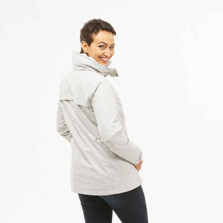 Women's Travel Trekking Waterproof 3-in-1 Jacket - Travel 100  0°C White