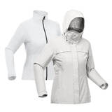 Women's Travel waterproof 3-in-1 jacket - Travel 100  0° - Light Grey