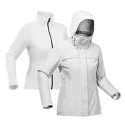 Women's Travel waterproof 3-in-1 jacket - Travel 100 0° - Light Grey