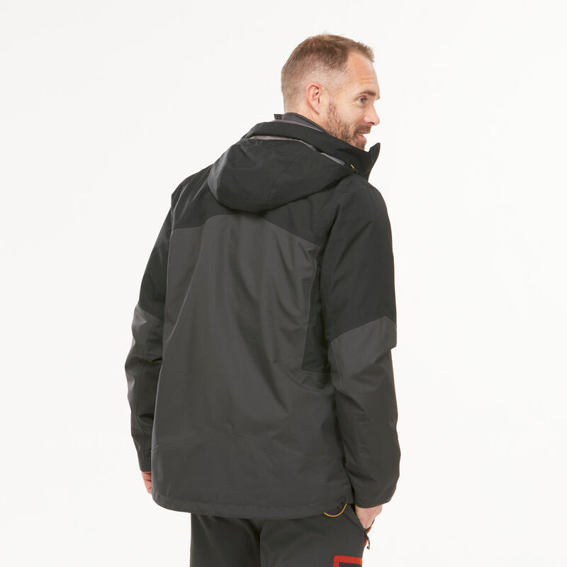 Waterdichte 3-in-1 jas voor backpacken heren TRAVEL 500 -10°C zwart