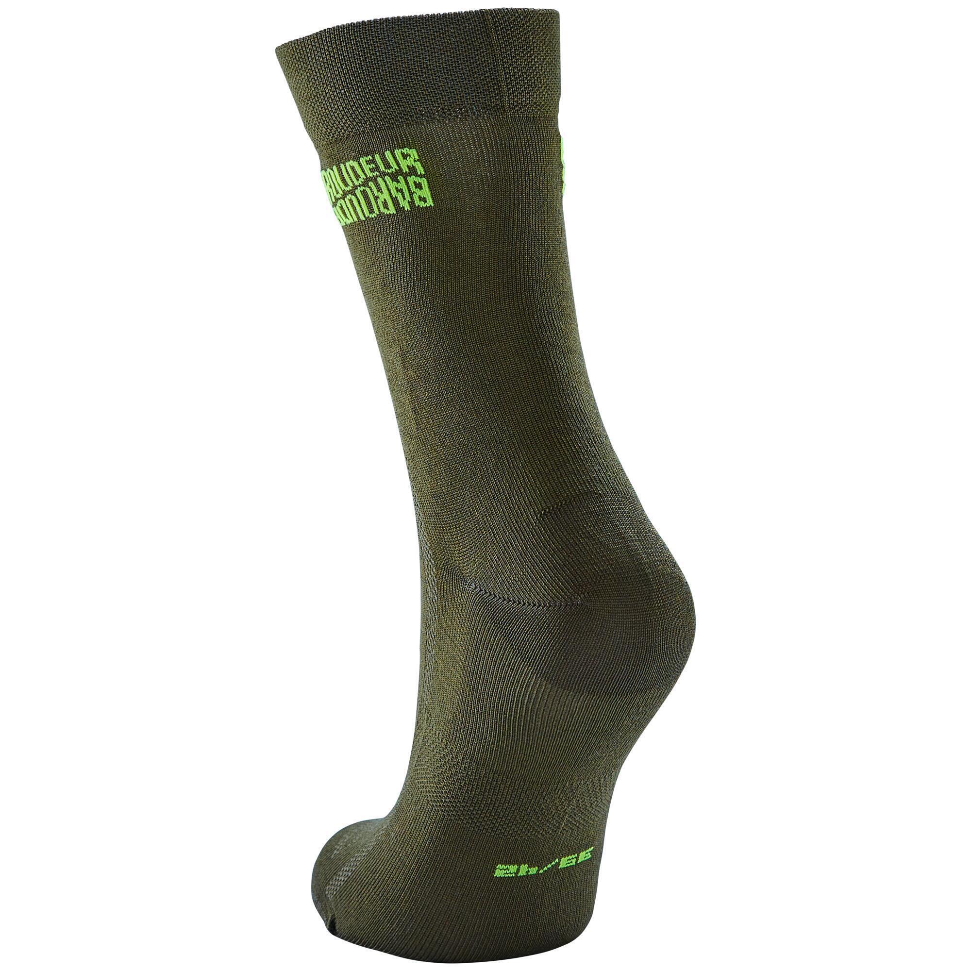 Summer Road Cycling Socks 500 - Dark Olive 3/5