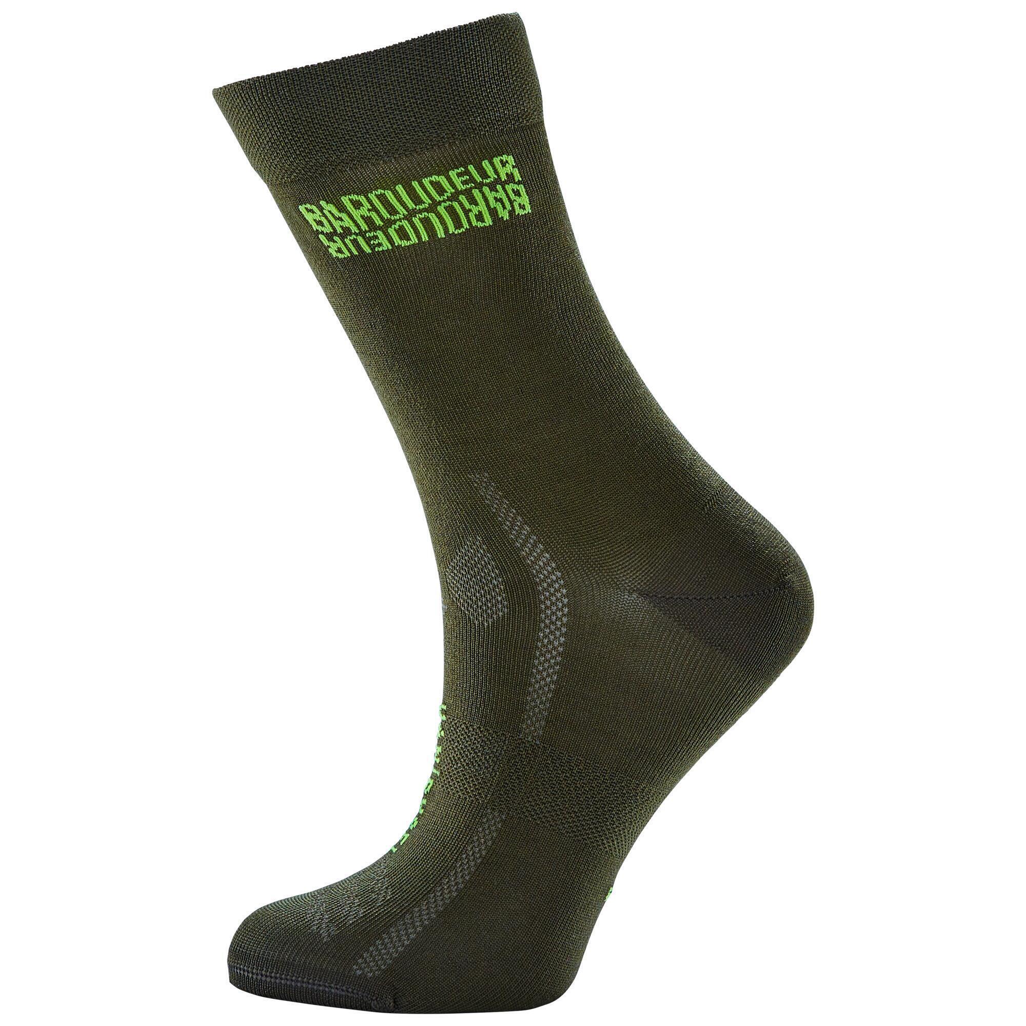 Summer Road Cycling Socks 500 - Dark Olive 2/5