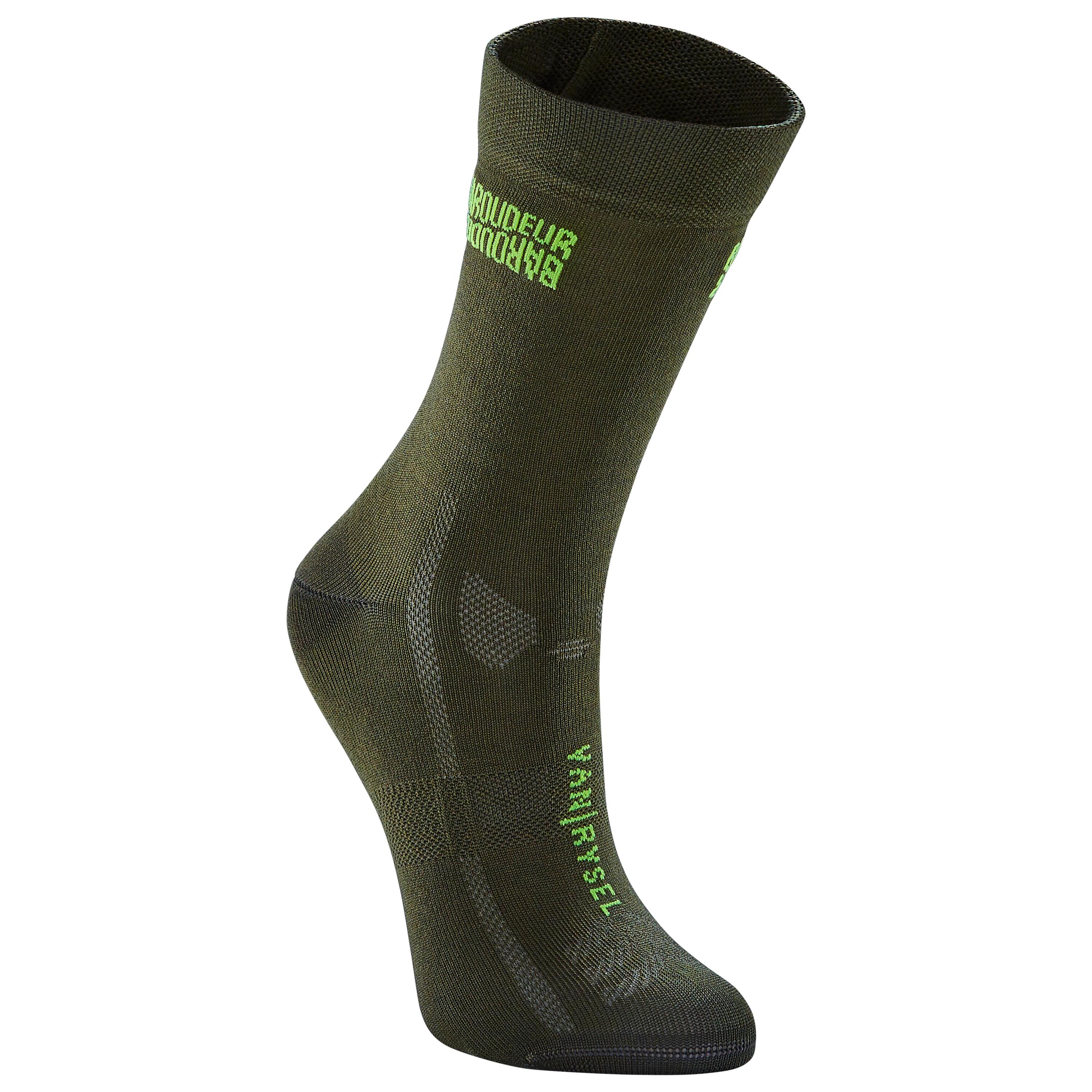 Summer Road Cycling Socks 500 - Dark Olive 1/5