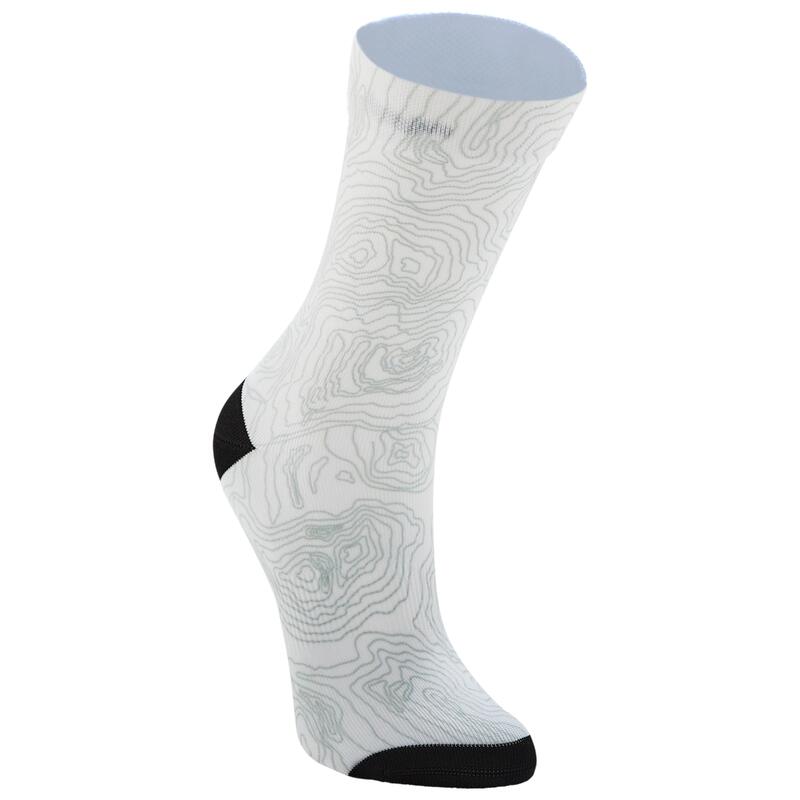 Summer Road Cycling Socks 500 - White Graphic