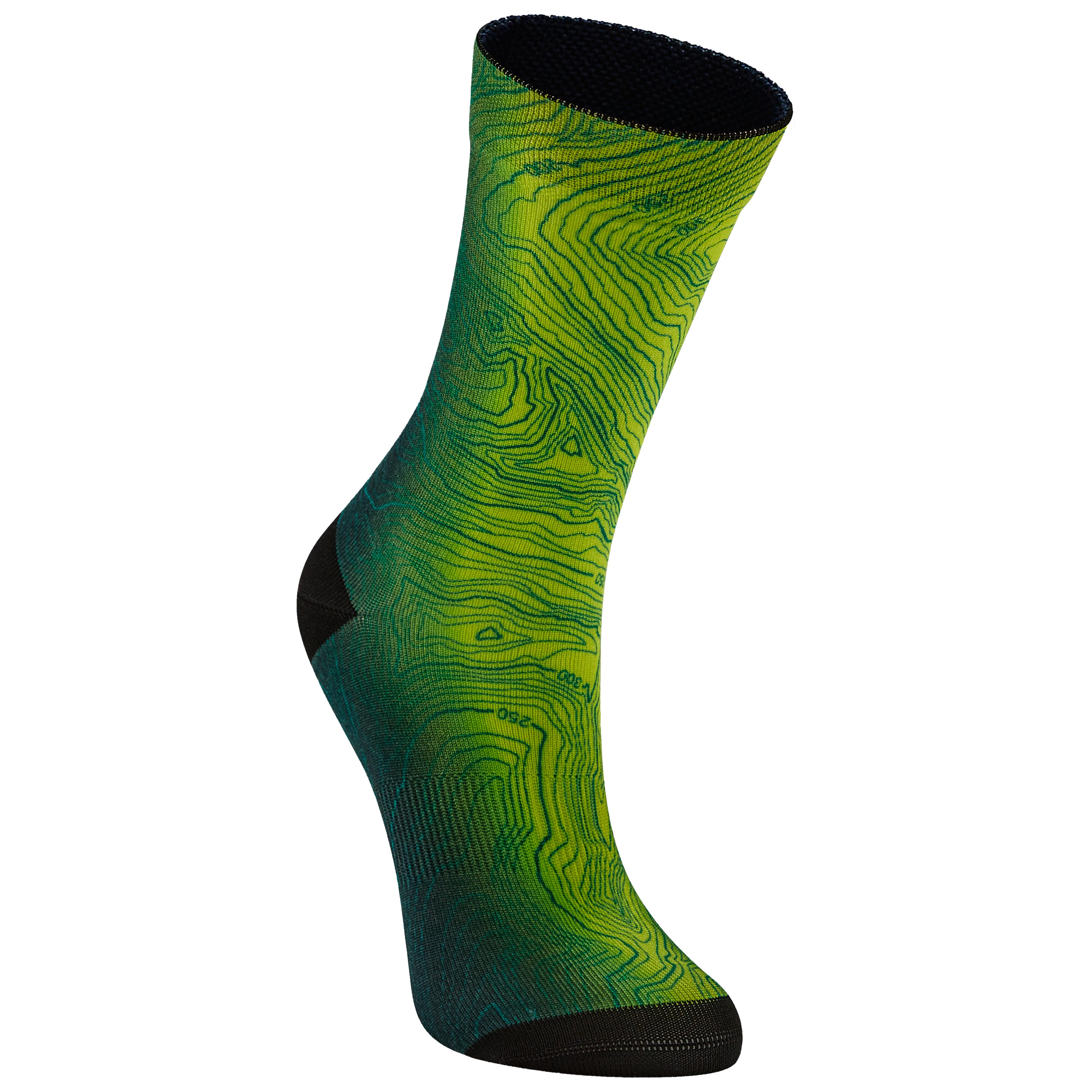 Road Cycling Socks Roadr 520 Graphic - Yellow Lime