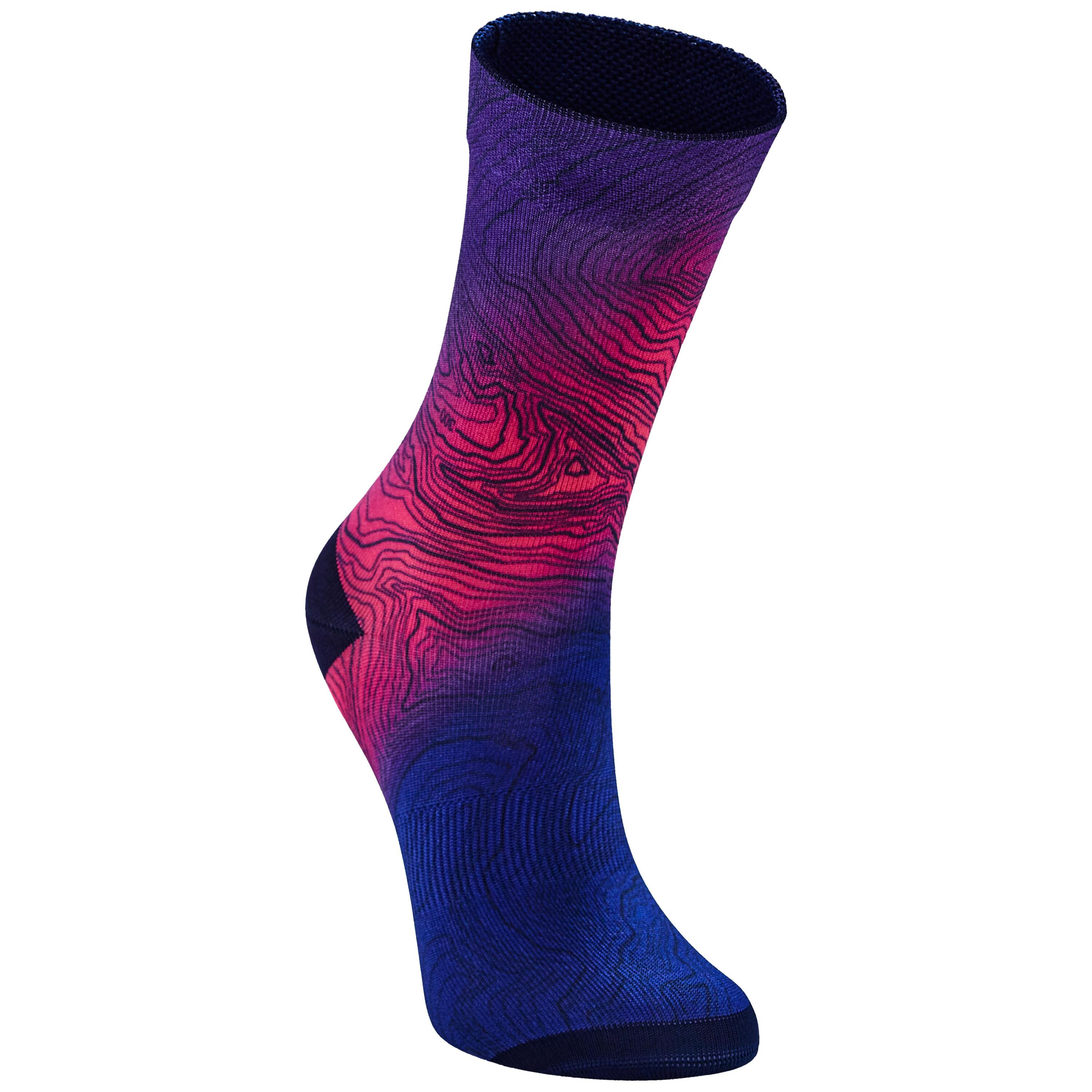 VAN RYSEL Summer Road Cycling Socks 500 - Purple/Magenta