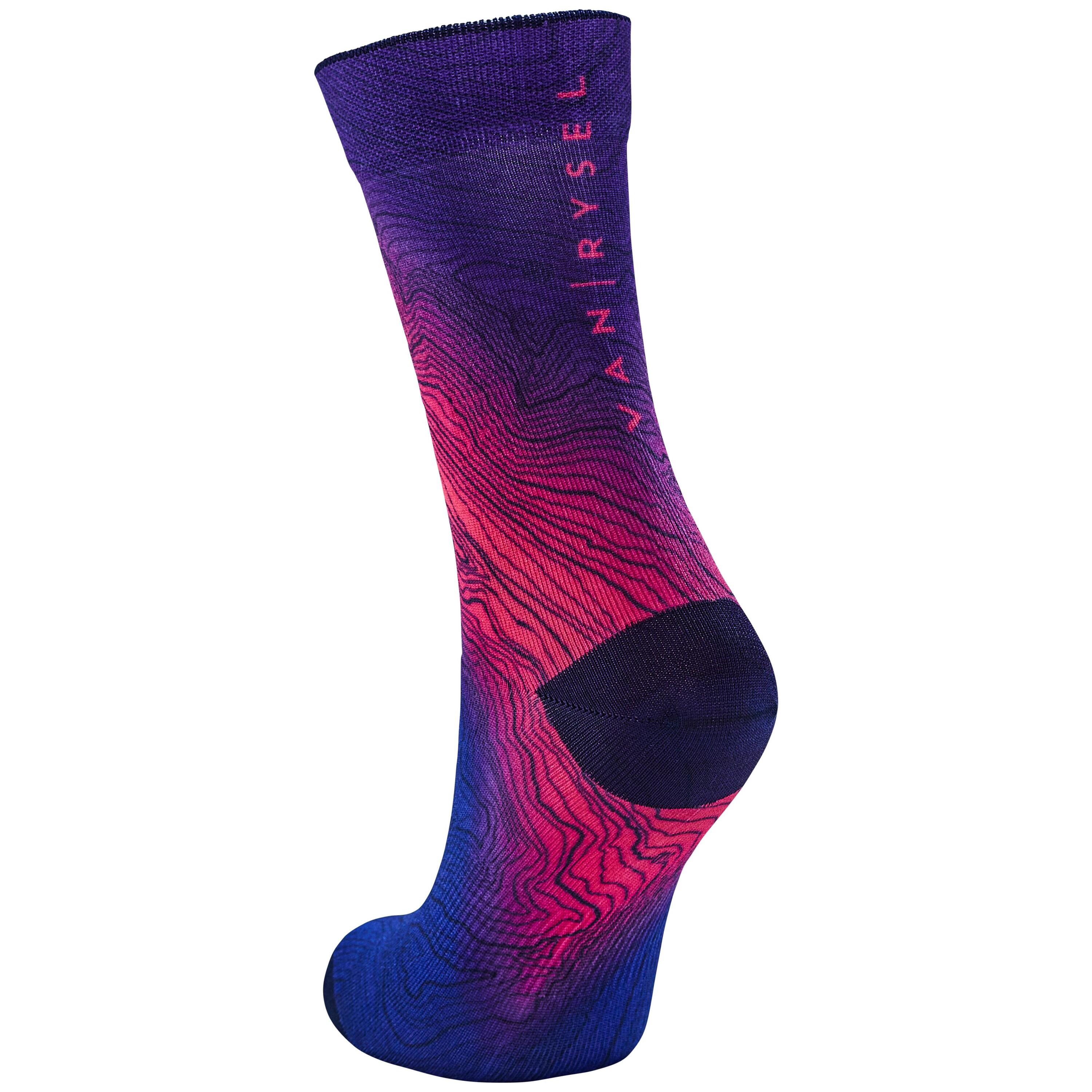 Summer Road Cycling Socks 500 - Purple/Magenta 3/5