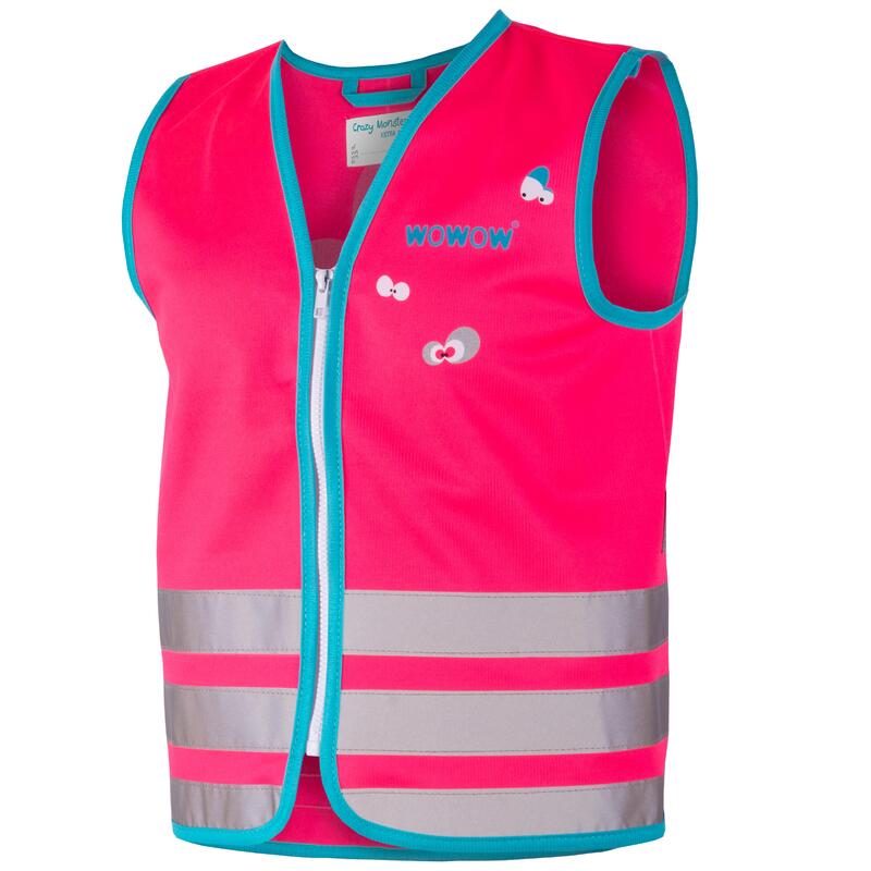 Gilet di sicurezza ciclismo bambino CRAZY MONSTER alta visibilità rosa