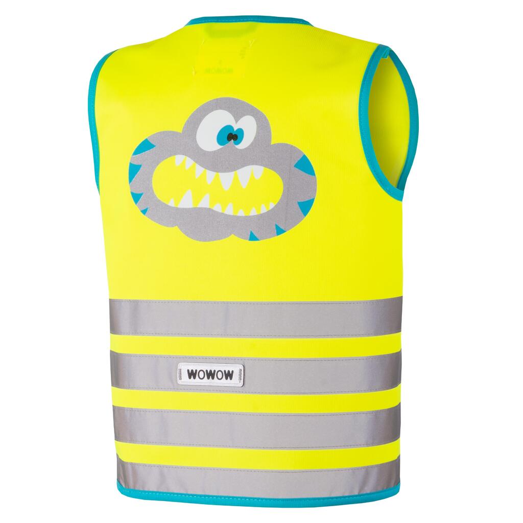 Kids' High Visibility Cycling Safety Gilet Wowow Crazy Monster - Yellow